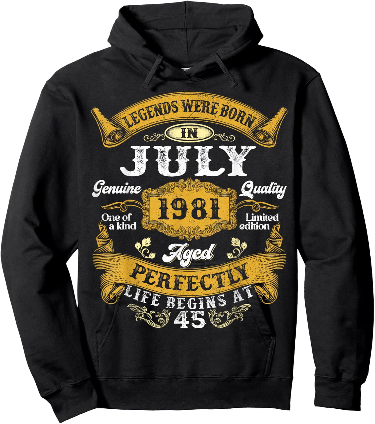 Legends were Born in July 1981 Retro 45th Birthday Men Him Hoodie - Hoodie | Black