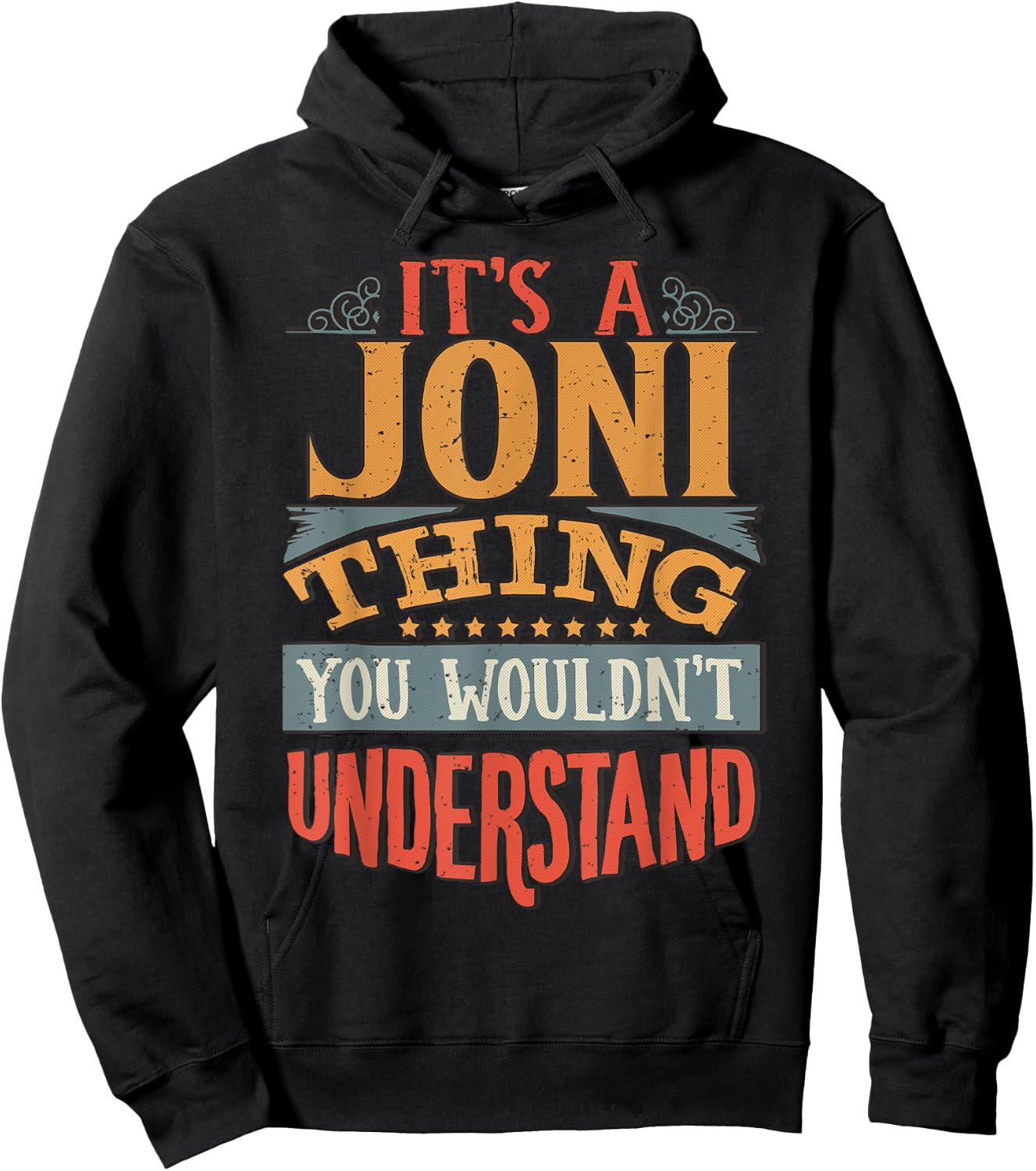 Joni Name Gifts By Vnz Women's Black Classic Fit Modern Short Sleeve Hoodie - Hoodie | Black