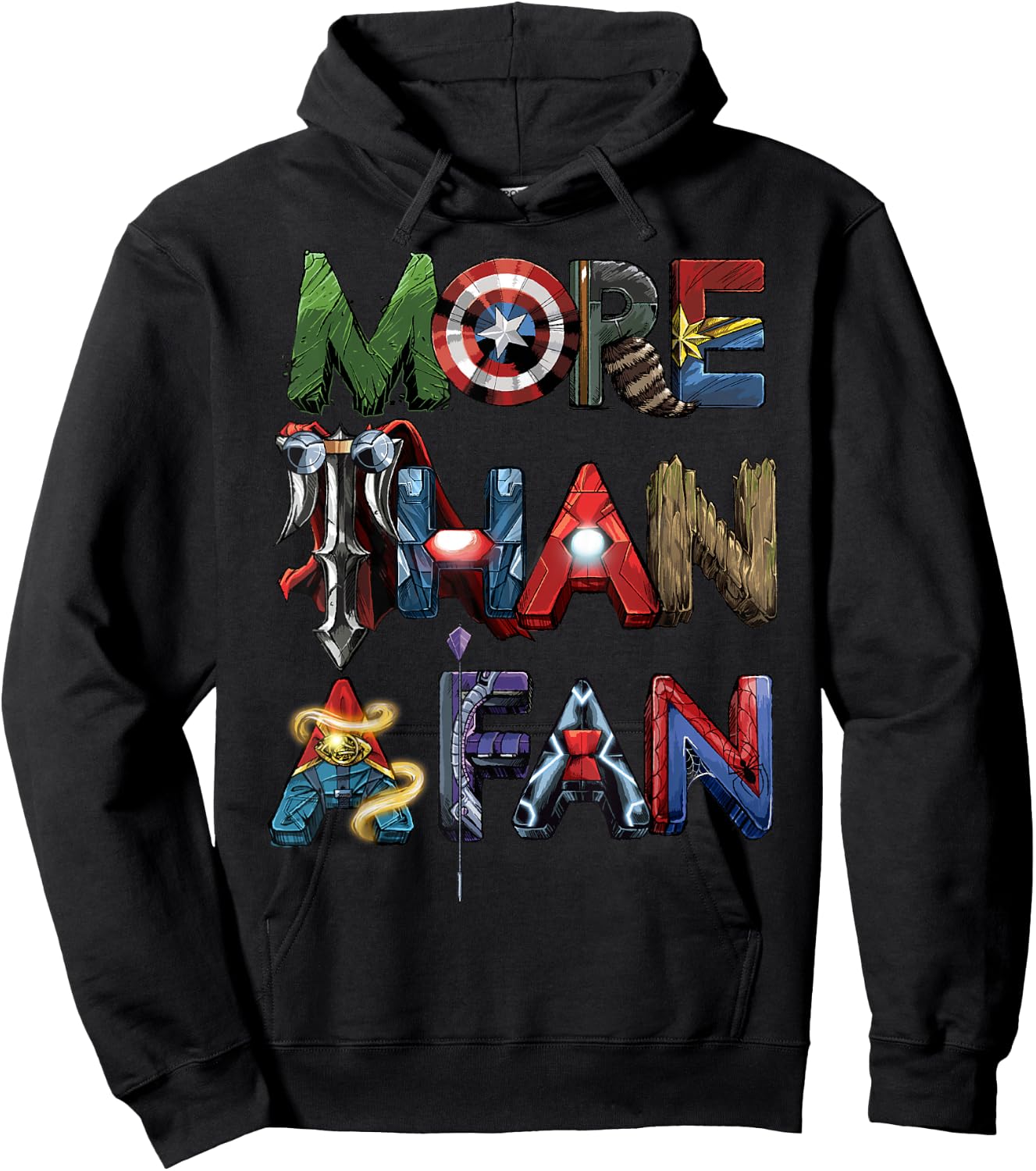Marvel Avengers More Than A Fan Word Stack Hoodie - Hoodie | Black