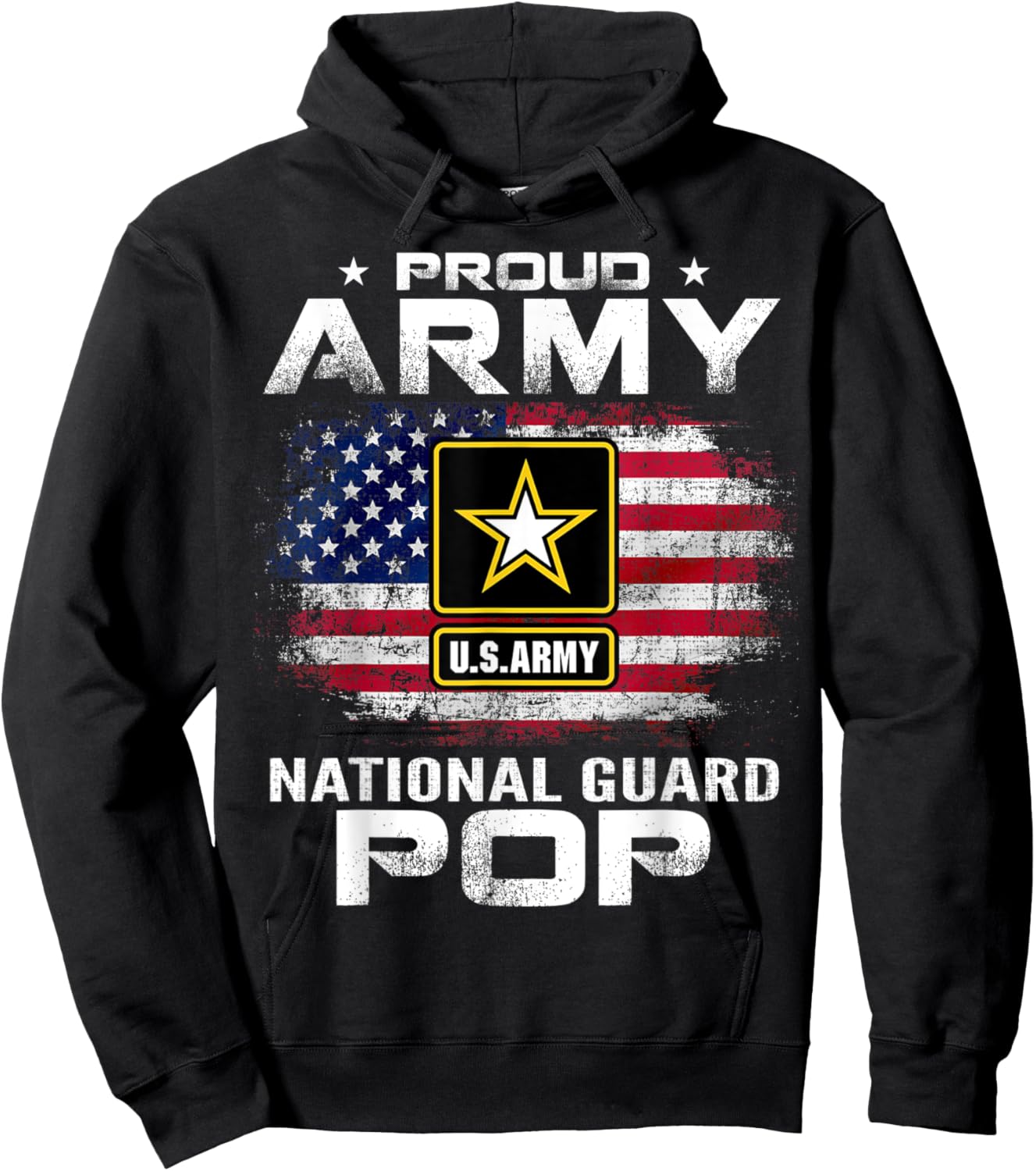 Proud Army National Guard Pop With American Flag Gift Hoodie - Hoodie | Black