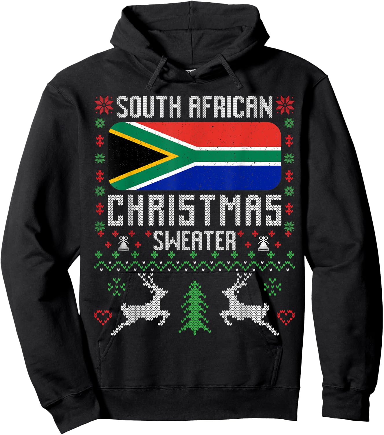 South Africa Flag South African Christmas Sweater Hoodie - Hoodie | Black
