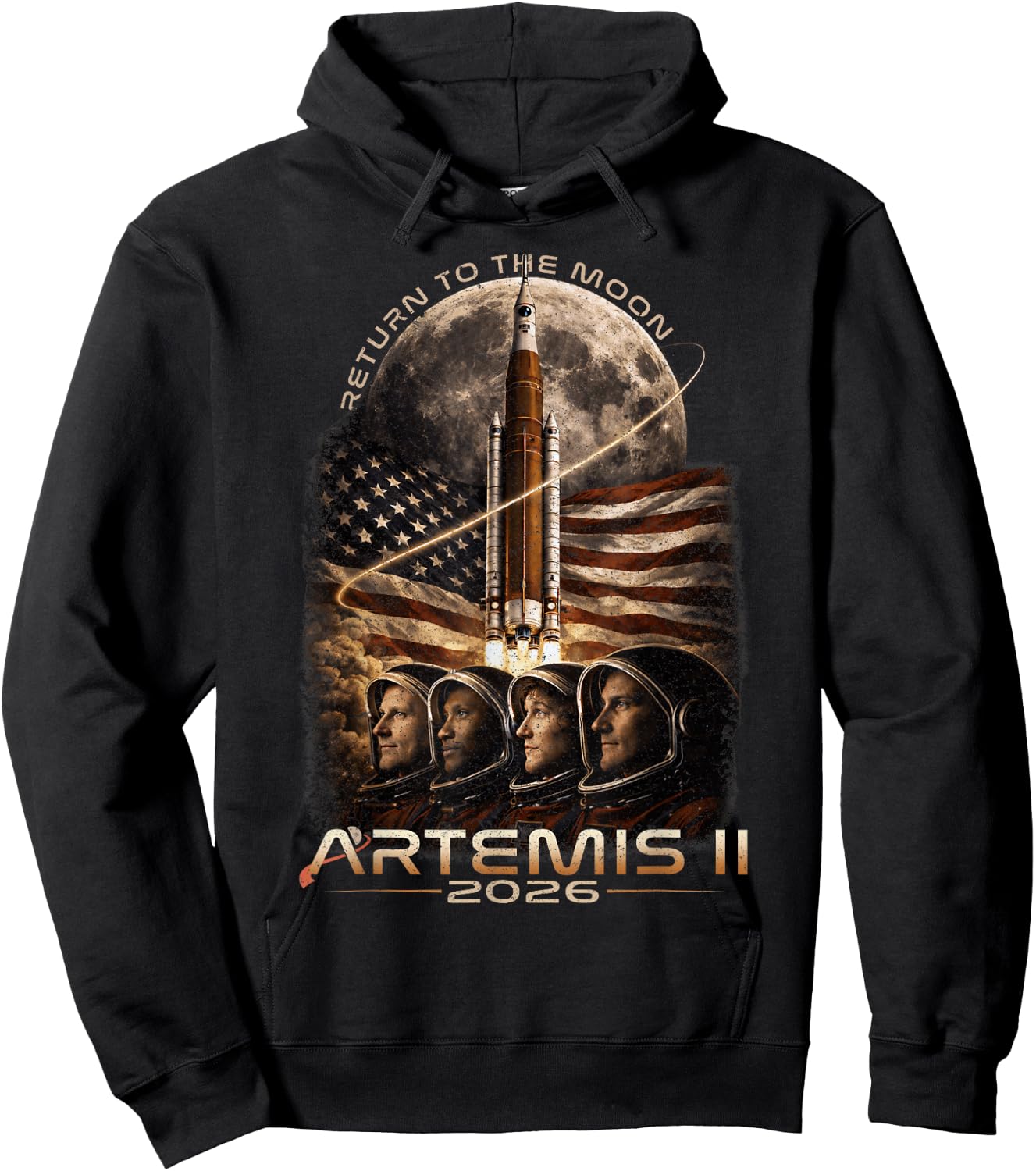 Artemis II Rocket Launch Space Exploration Back to the Moon Hoodie - Hoodie | Black