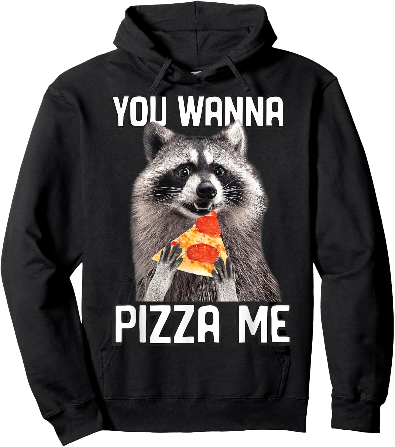 "You Wanna Pizza Me" Raccoon Funny Hoodie - Hoodie | Black