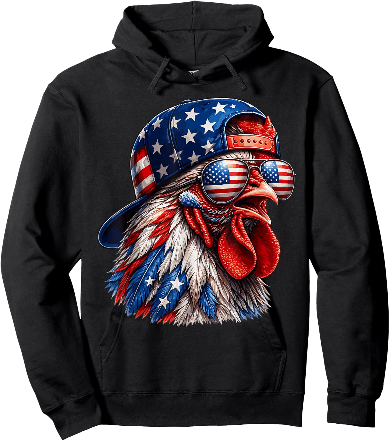 4th of July Funny Chicken USA American Flag Patriotic Boys Hoodie - Hoodie | Black