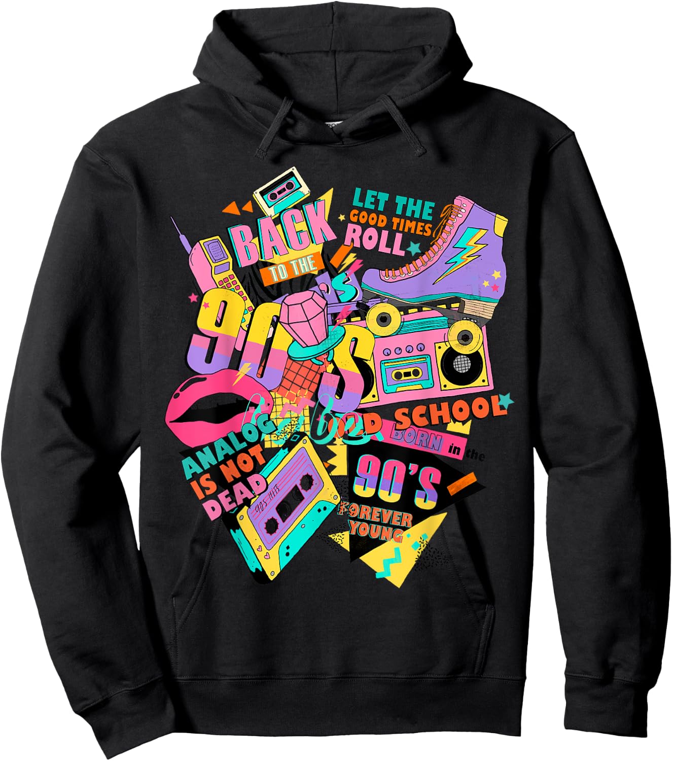 Funny 90s Theme Outfit Vintage Retro 90s Shirt Hoodie - Hoodie | Black