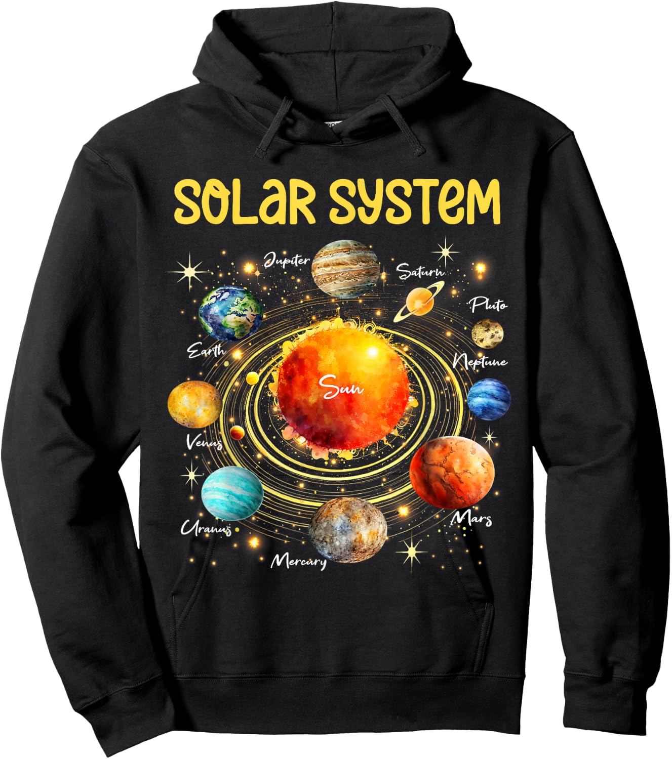 Cute Solar System Planets Science Space STEM Boys Girls Kids Hoodie - Hoodie | Black