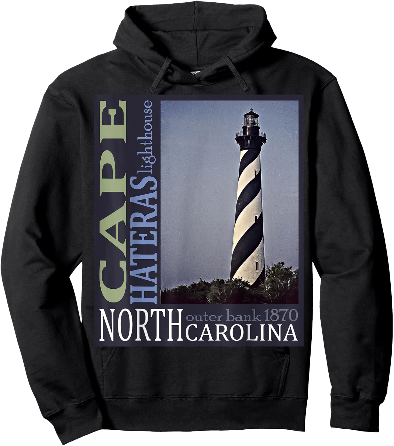 Cape Hatteras Lighthouse Outerbanks North Carolina 1870 Des Hoodie - Hoodie | Black