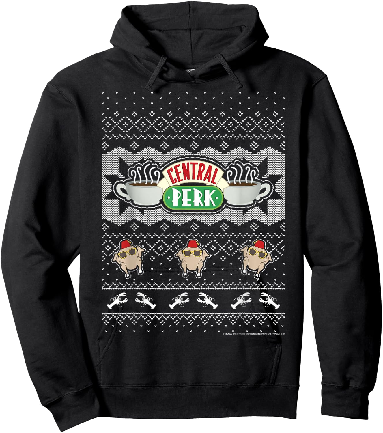 Friends Christmas Central Perk Ugly Sweater Style Hoodie - Hoodie | Black