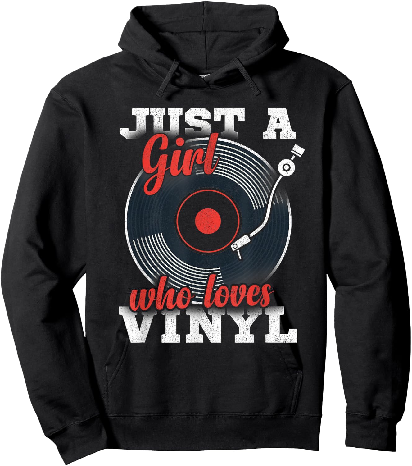 Women LP Collector Just A Girl Who Loves Vinyl Records Hoodie - Hoodie | Black