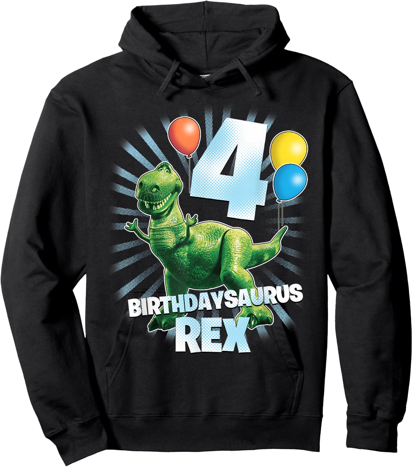 Disney Pixar Toy Story Birthdaysaurus Rex 4th Birthday Hoodie - Hoodie | Black