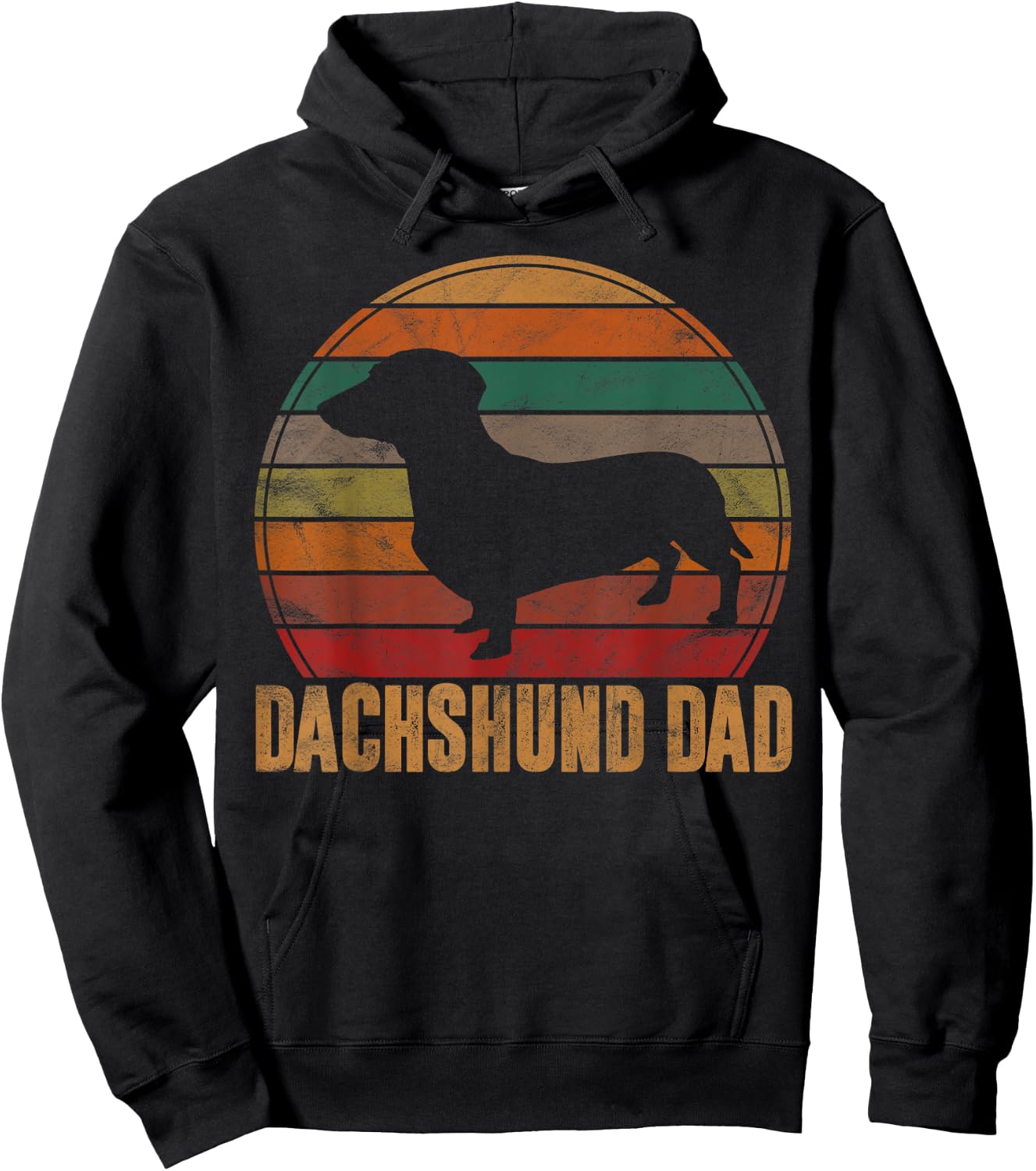 Retro Dachshund Dad Gift Doxie Daddy Dog Owner Pet Father Hoodie - Hoodie | Black