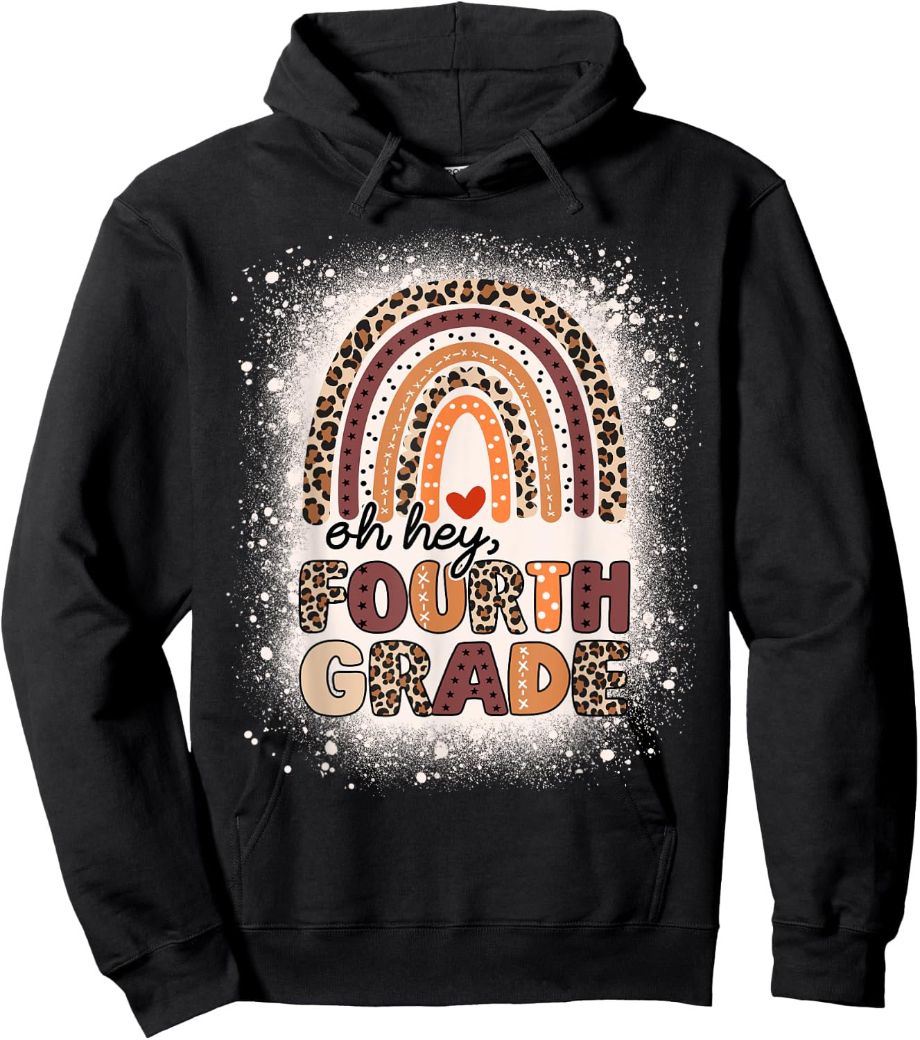 Oh Hey Fourth Grade Rainbow Bleached 1st Day Of School Girls Hoodie - Hoodie | Black