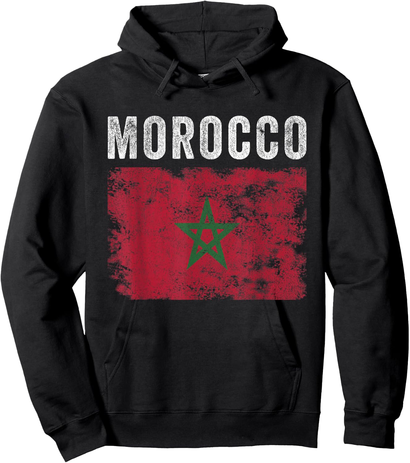 Morocco Flag Distressed - Men Women Kids - Moroccan Flag Hoodie - Hoodie | Black