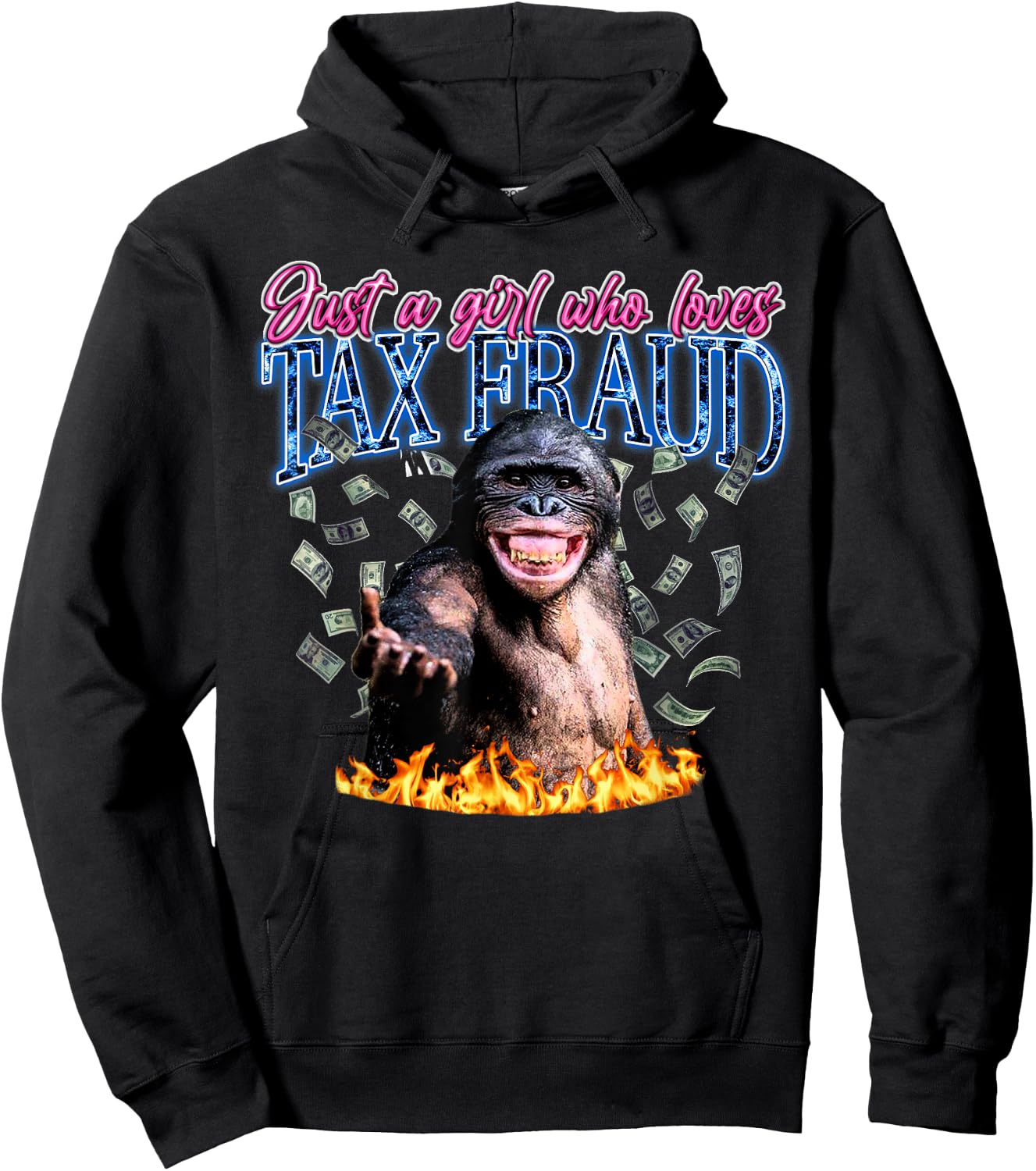 Just A Girl Who Loves Tax Fraud Vintage Bootleg Rap 90s Hoodie - Hoodie | Black