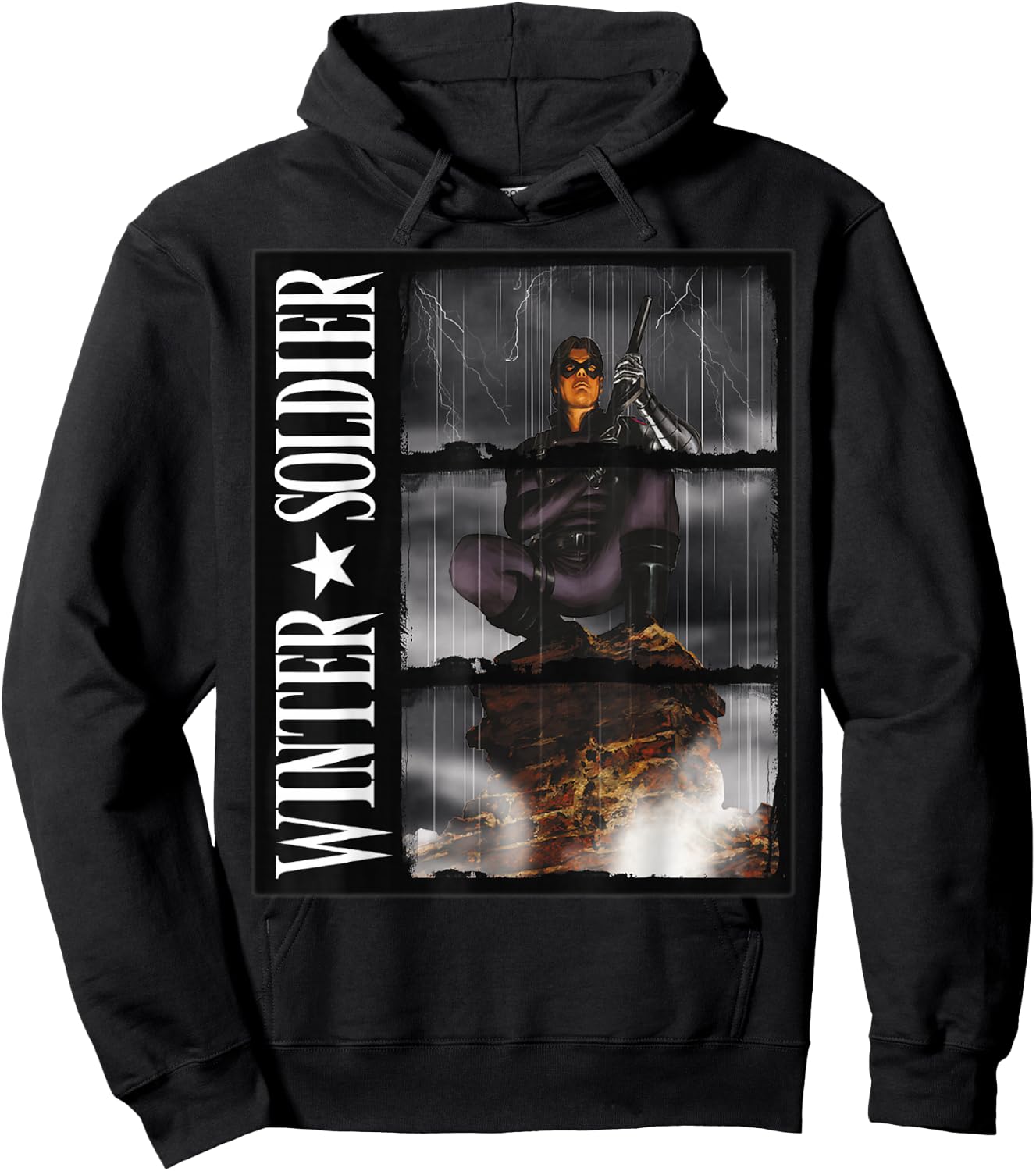 Marvel Winter Soldier Block Portrait Hoodie - Hoodie | Black