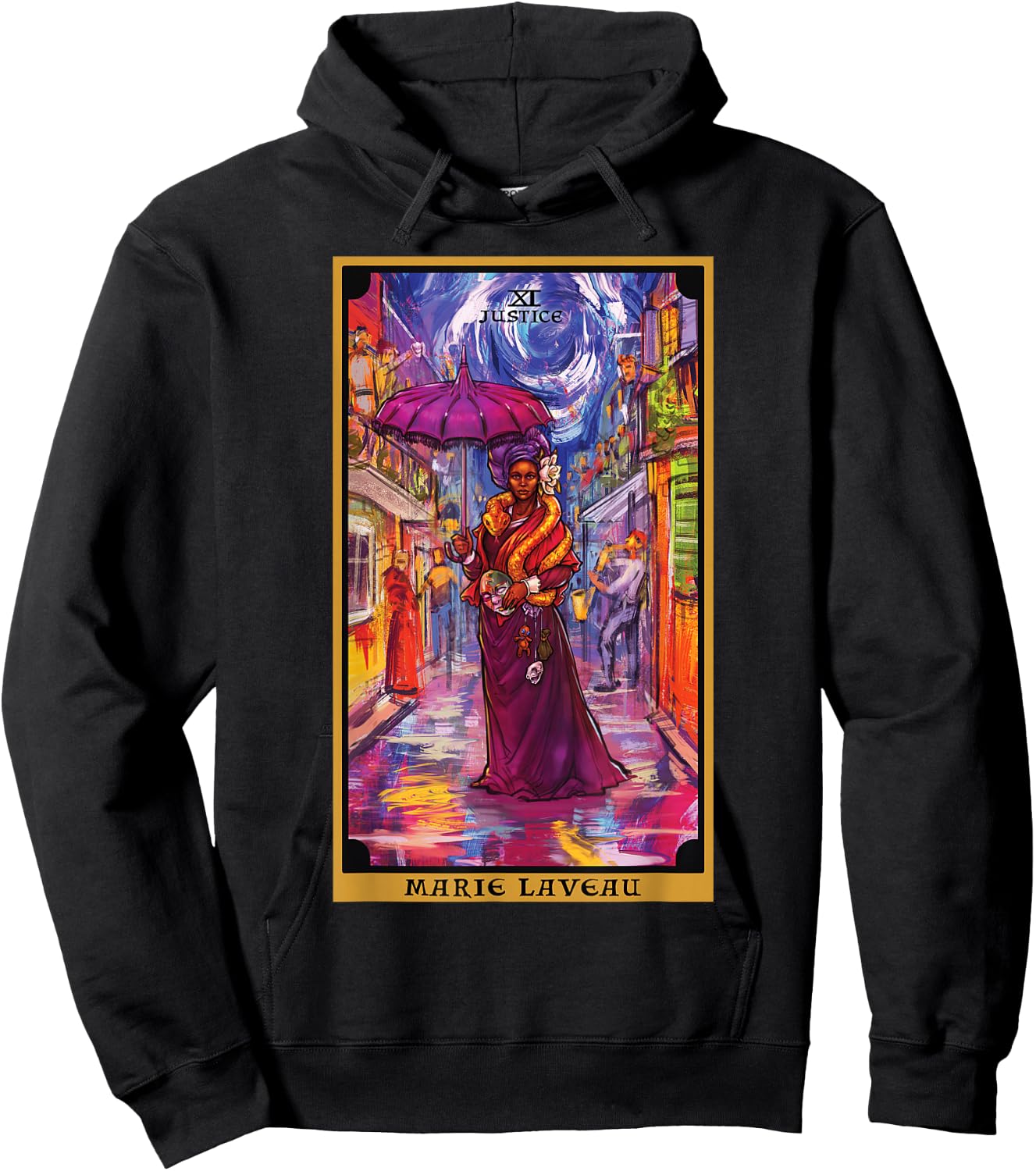 Marie Laveau Justice Tarot Card Voodoo Witch New Orleans Hoodie - Hoodie | Black