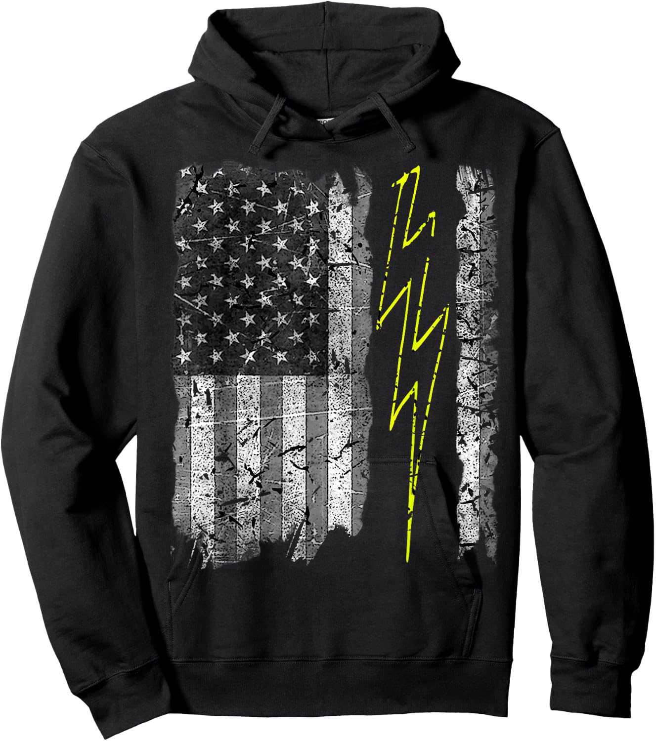 Vintage US Flag Sparky Electrician Electrical Worker Hoodie - Hoodie | Black