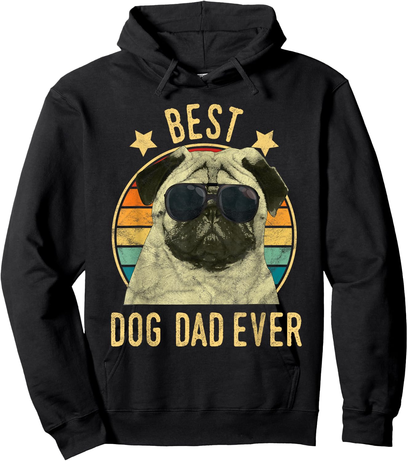 Best Dog Dad Ever Pug Father's Day Gift Hoodie - Hoodie | Black