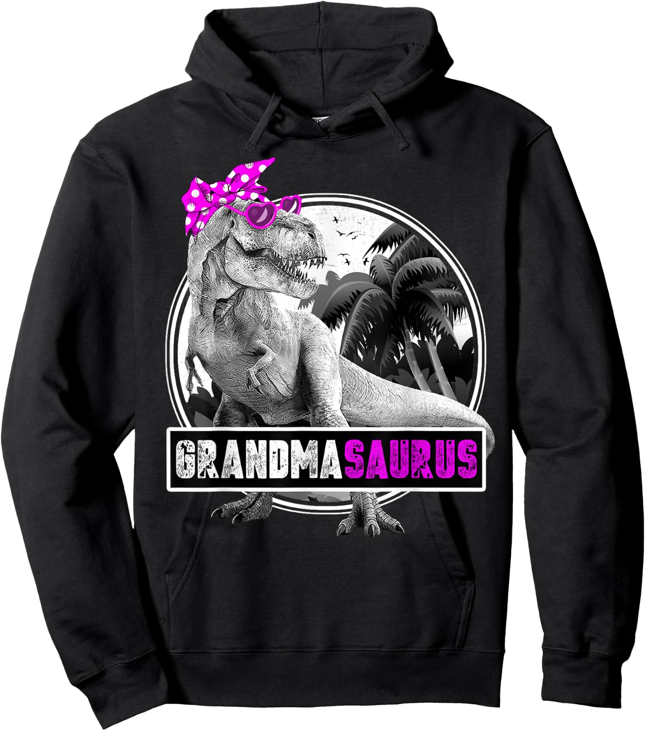 Grandmasaurus Grandma Dinosaur - Grandmother Dinosaur Hoodie - Hoodie | Black