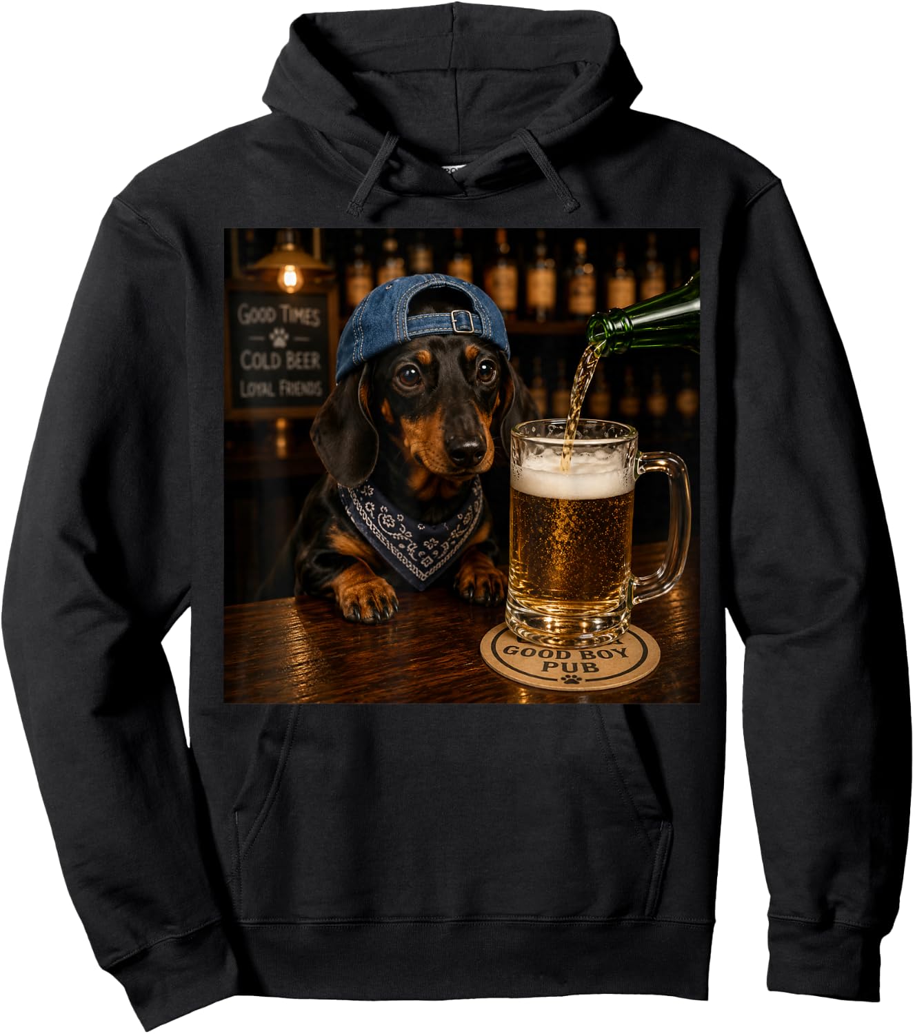 Dachshund Drinking Beer Funny Dog Meme Hoodie - Hoodie | Black