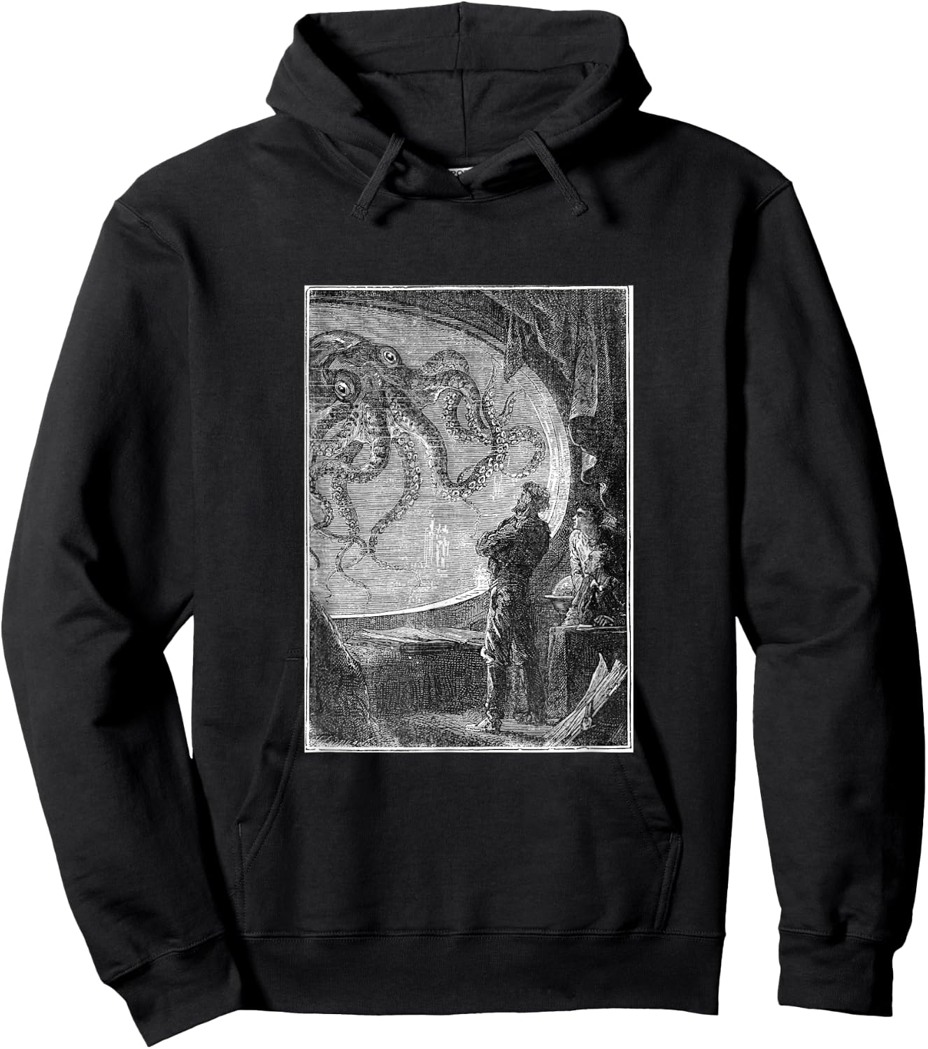 Captain Nemo Watching the Giant Squid Hoodie - Hoodie | Black