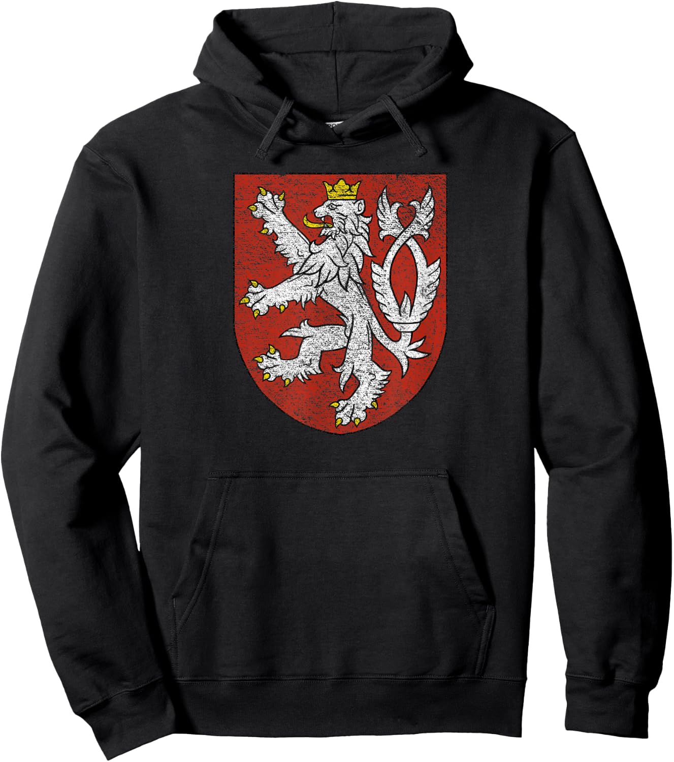 National Flag of Czech Republic Coat of Arms Czech Republic Coat of Arms Bohemia Flag Double-tailed Lion Hoodie - Hoodie | Black