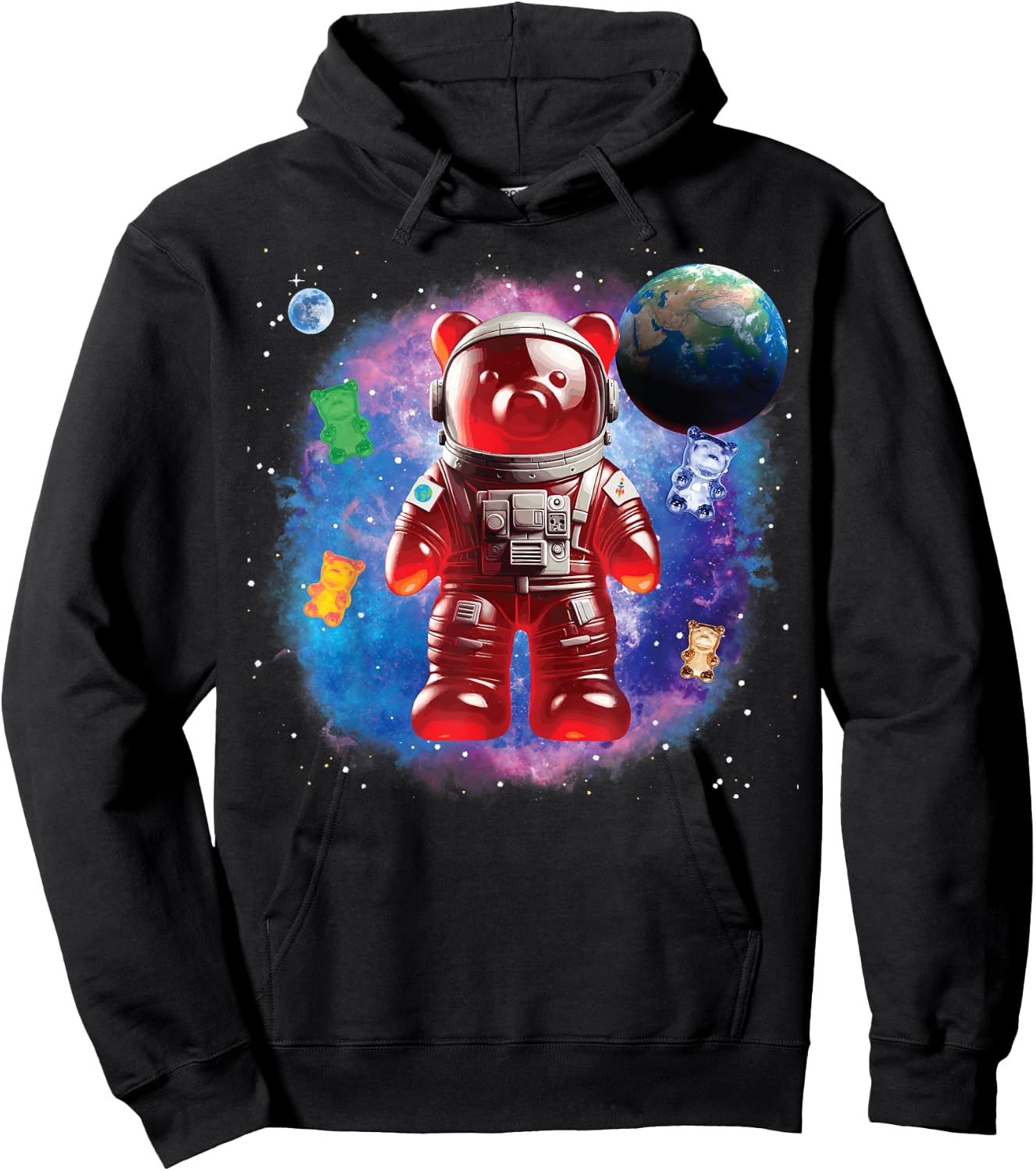 Gummy Bear in Space, Funny Gummy Bear Hoodie - Hoodie | Black