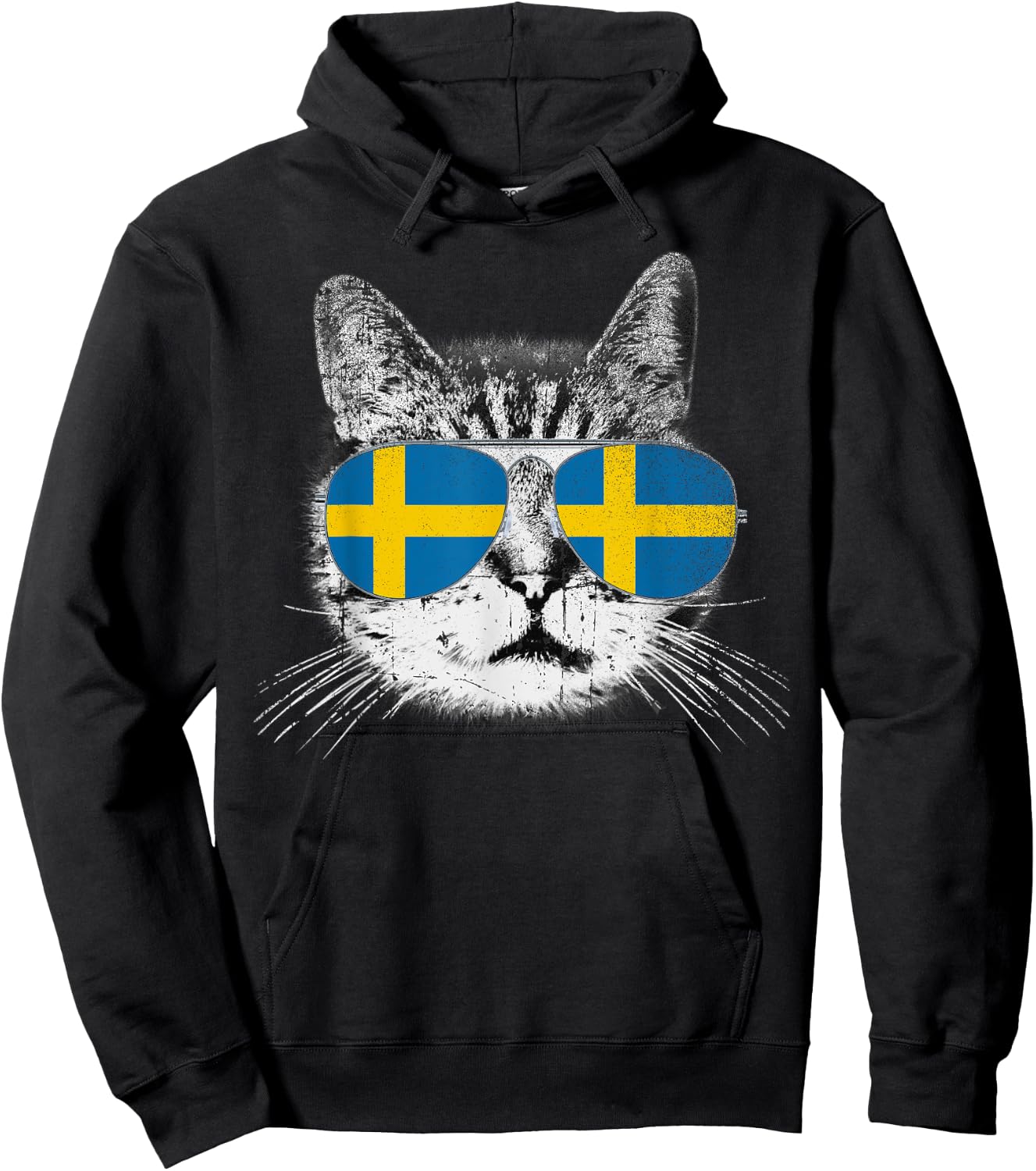 Cat Shirt Swedish Sweden Flag Country Pride Men Women Gift Hoodie - Hoodie | Black