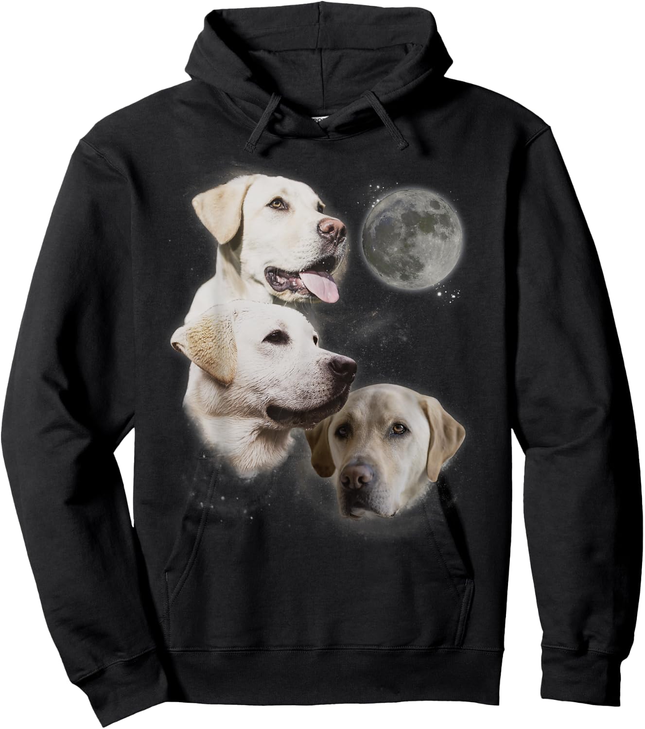 Howling at the Moon Shirt - Funny Yellow Labrador Retriever Hoodie - Hoodie | Black