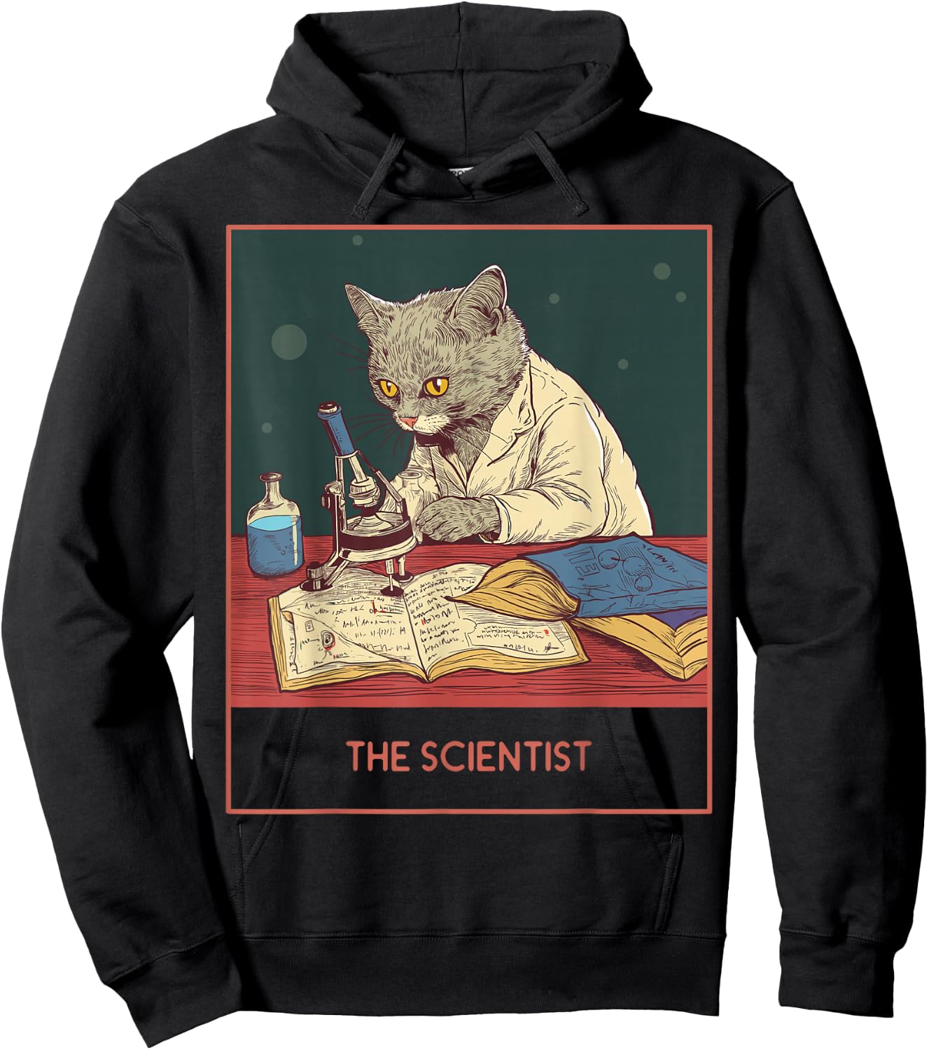 The cat laboratory science, fun white lab coat cat Hoodie - Hoodie | Black