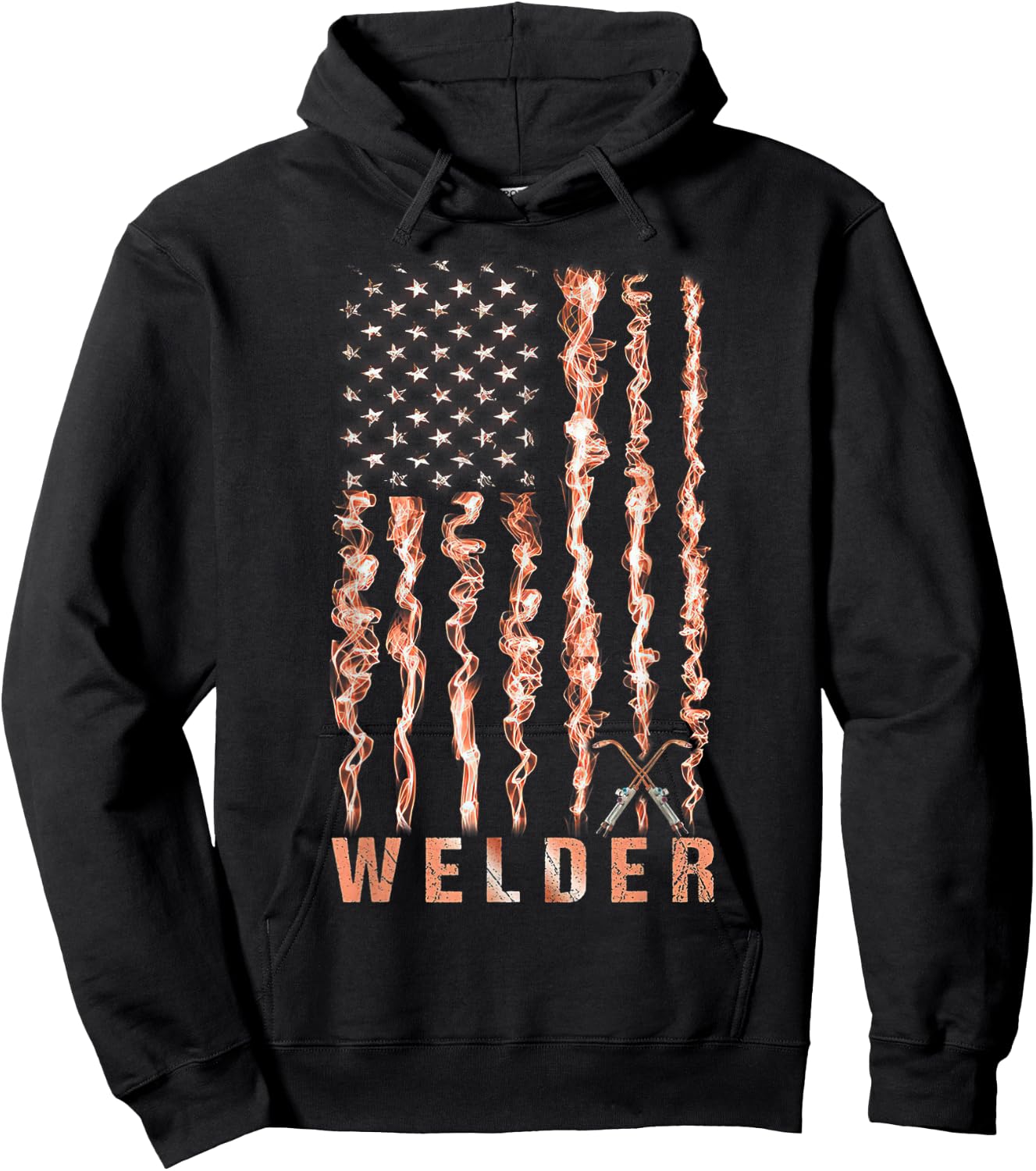 Welding Patriotic Distressed USA American Flag Gift Welder Kids Men Hoodie - Hoodie | Black