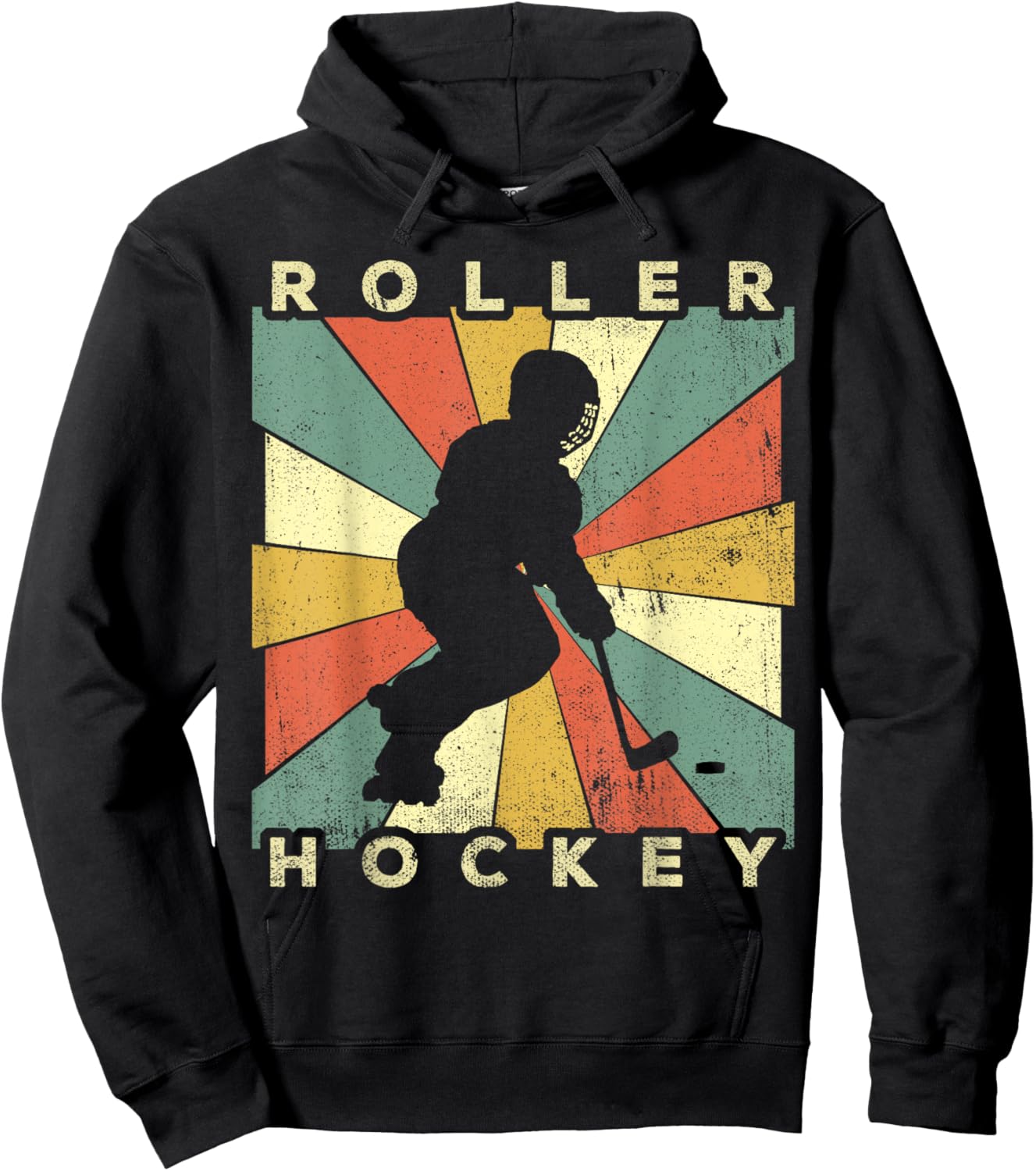 Vintage Roller Hockey Sport Retro Hoodie - Hoodie | Black