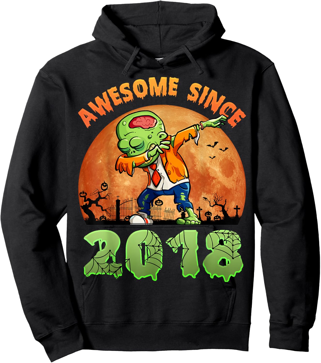 6th Birthday Halloween 6 Years Old Zombie Awesome Since 2018 Hoodie - Hoodie | Black
