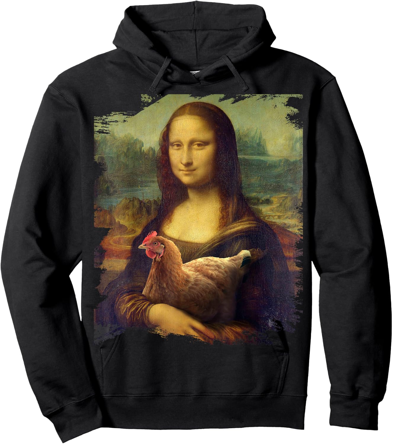 Mona Chicken Lisa Classic da Vinci Chickens Funny Hoodie - Hoodie | Black