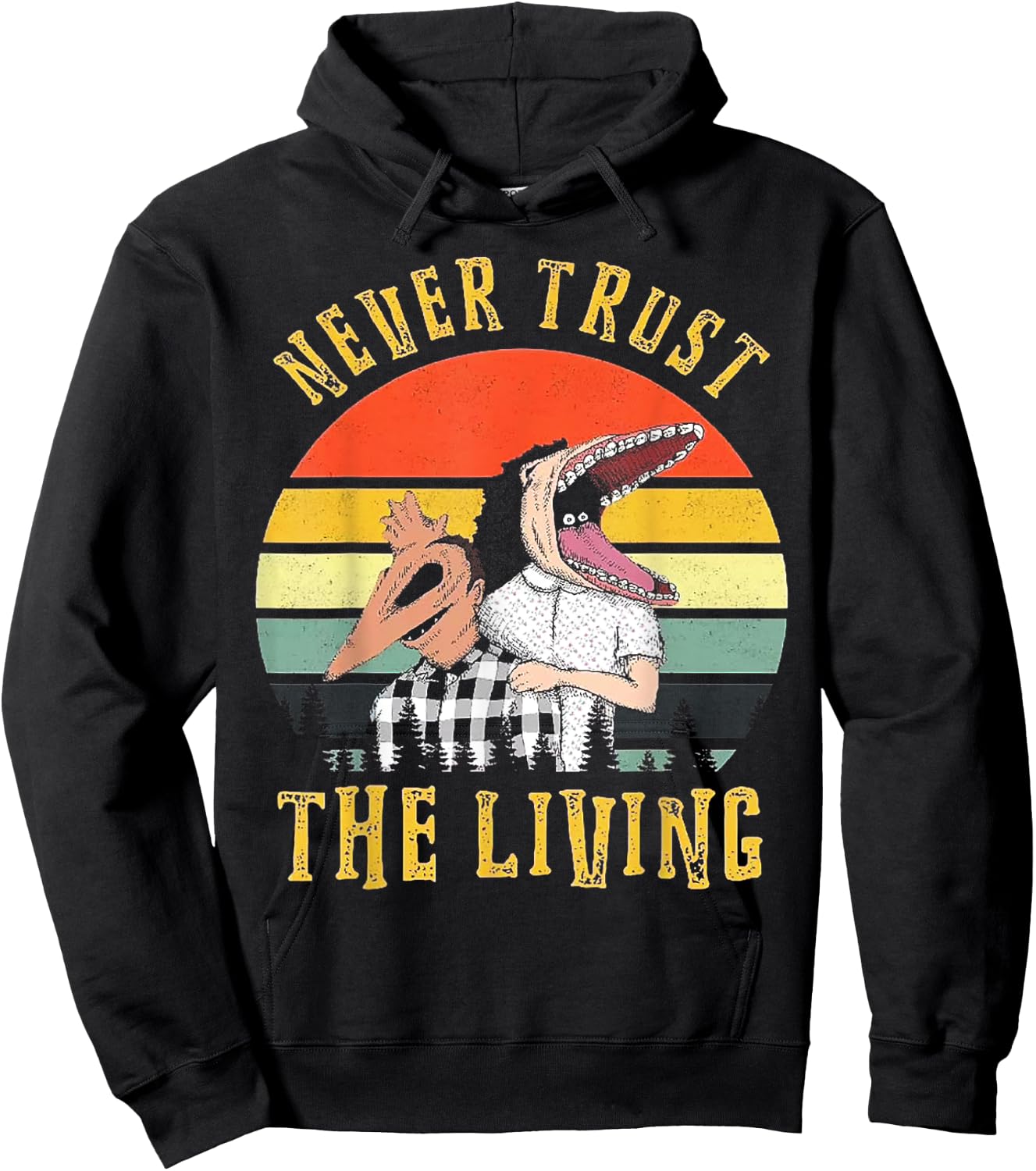 Never Trust The Living Retro Vintage Sunset Hoodie - Hoodie | Black