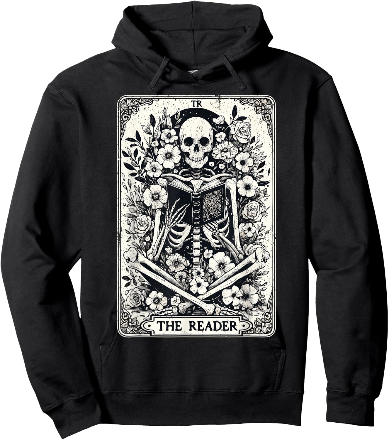 The Reader Skeleton Book Lover Tarot Card Reading Funny Book Hoodie - Hoodie | Black