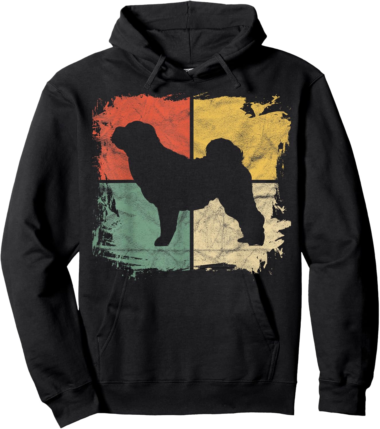 Square Retro Shar-Pei Owner Gift Dog Sharpei Dad Pet Mom Men Women Kids Hoodie - Hoodie | Black