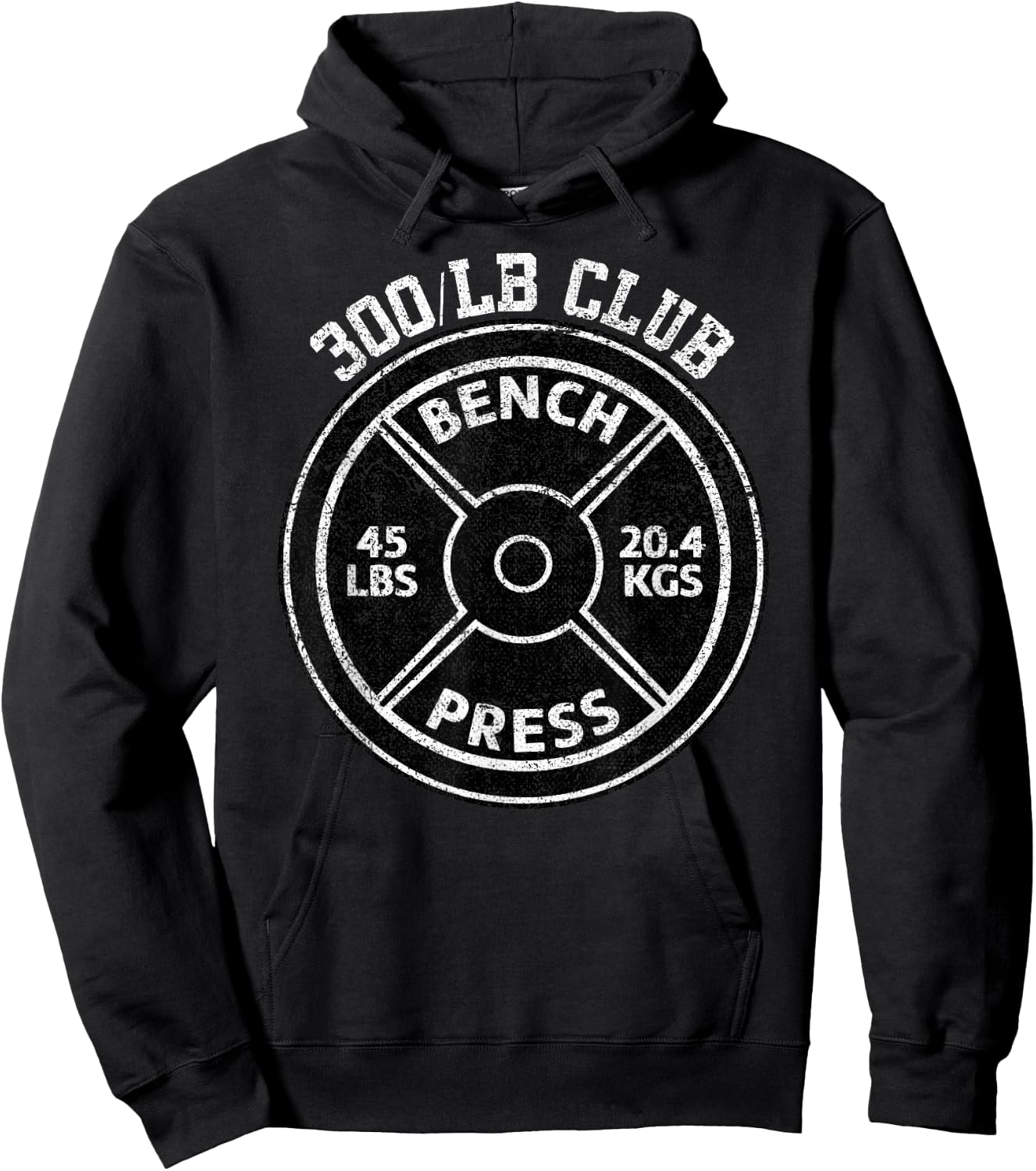 300 Lbs Pound Bench Press Club Gym Weightlifting Powerlift Hoodie - Hoodie | Black