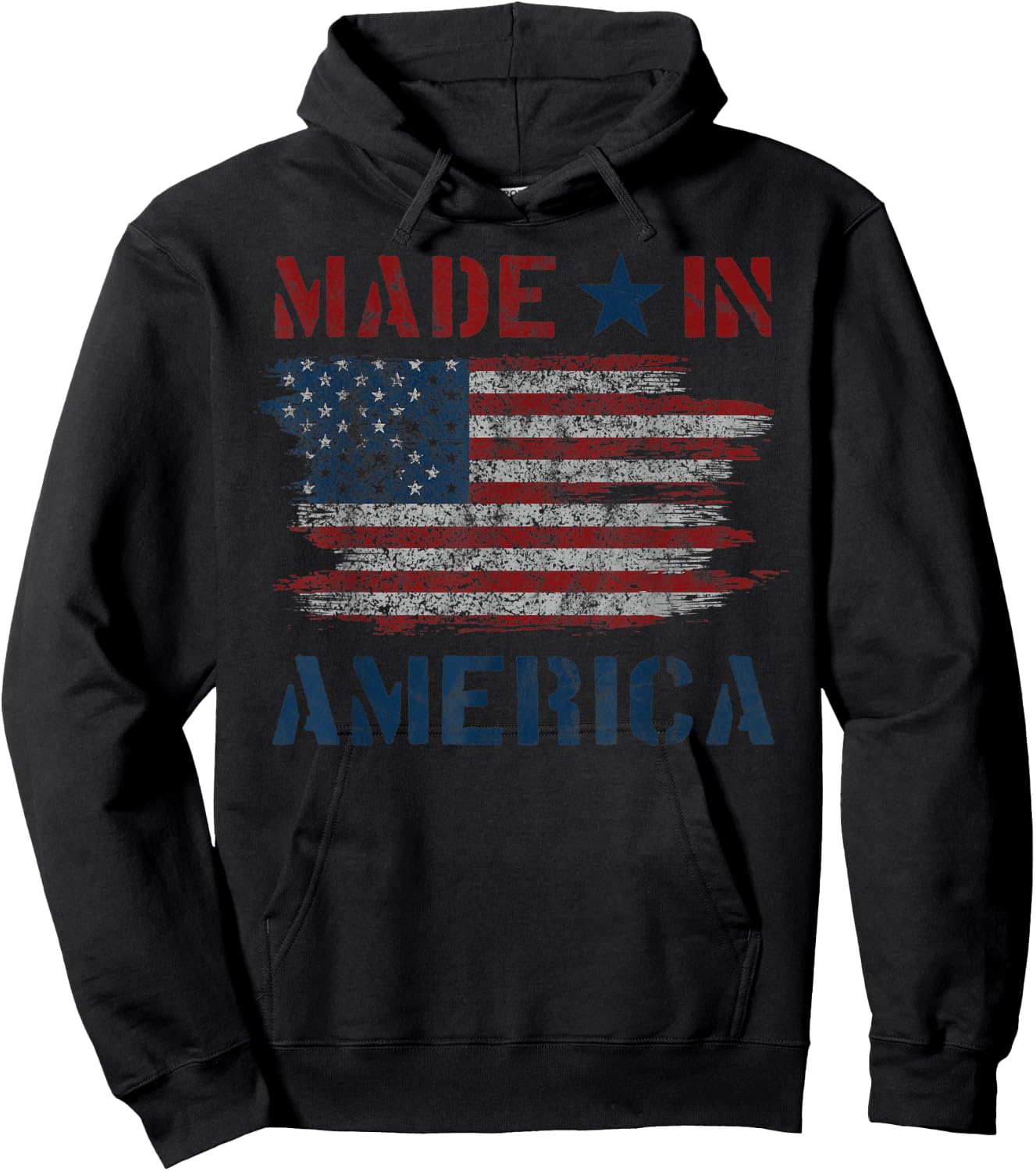 Made In America With US Flag Design For USA Independence Day Hoodie - Hoodie | Black