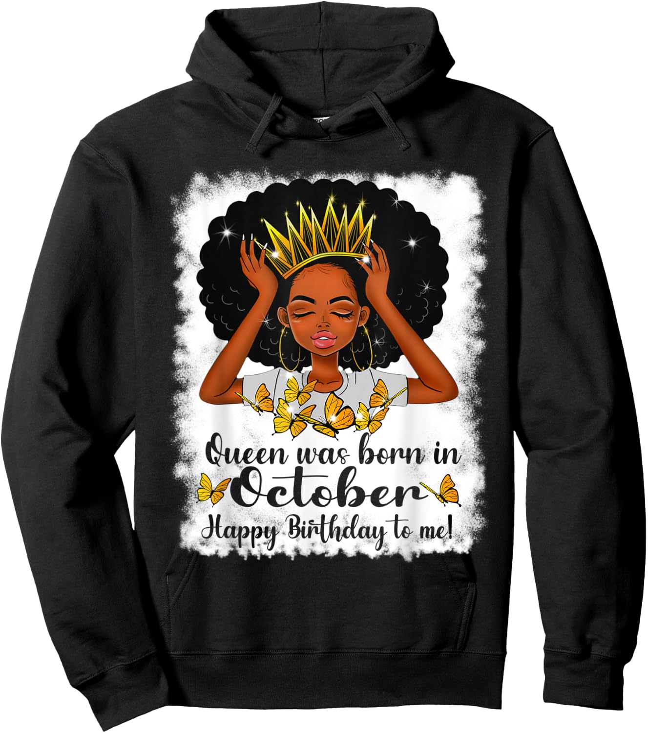 Cool Queen Was Born In October Happy Birthday To Me Hoodie - Hoodie | Black