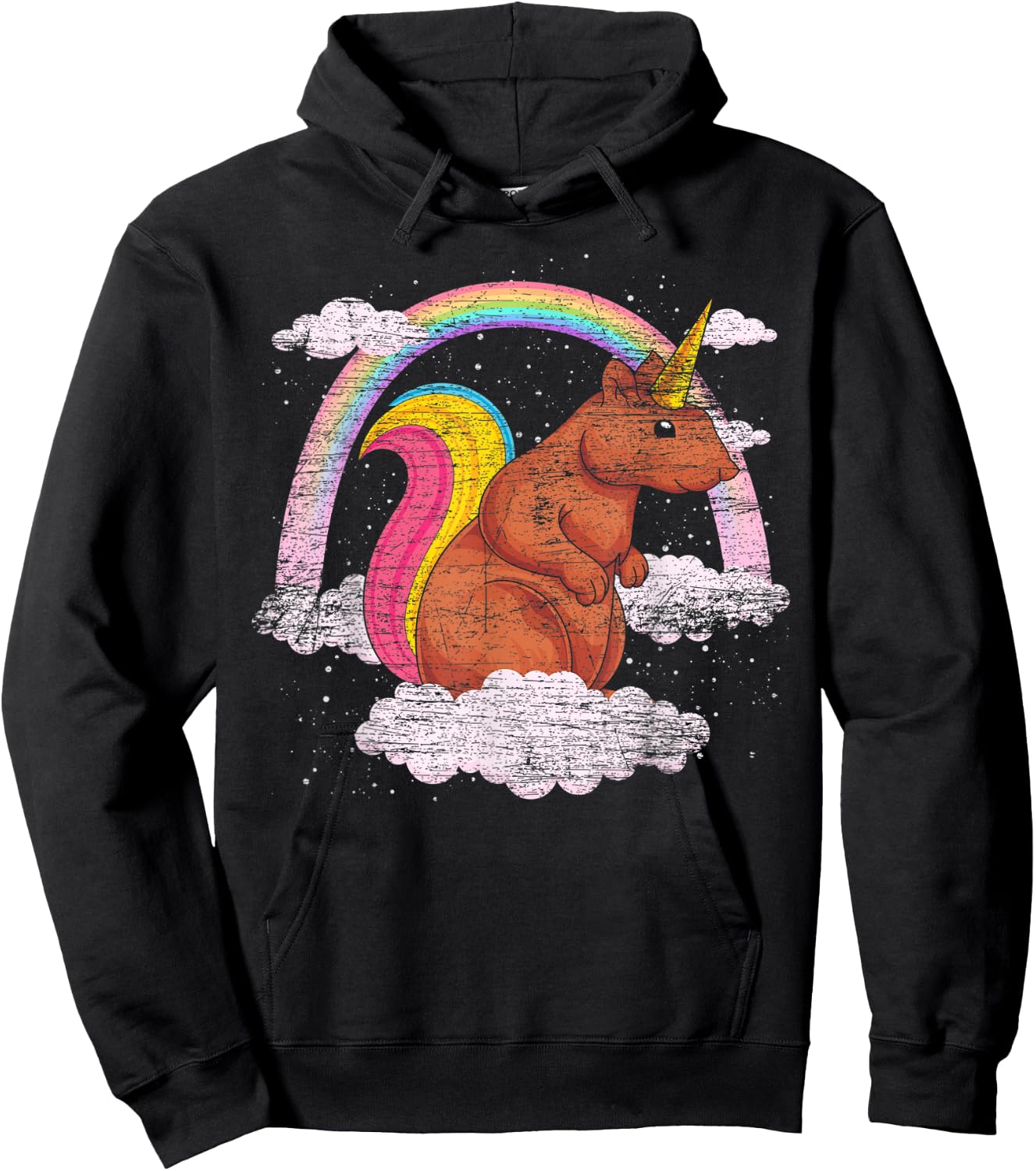 Fantasy Animal Rainbow Squirrelcorn Squirrel Unicorn Hoodie - Hoodie | Black