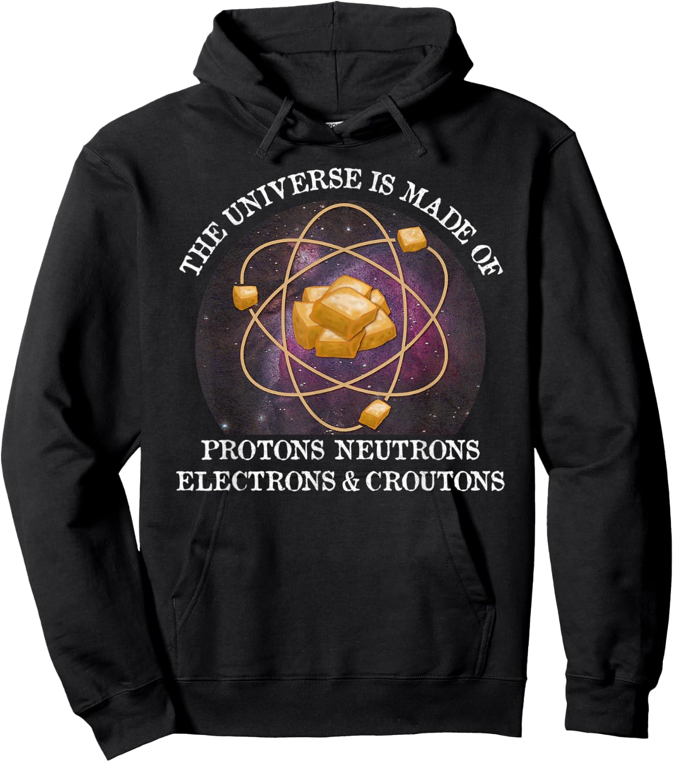Universe is Made of Croutons Funny Vintage Hoodie - Hoodie | Black