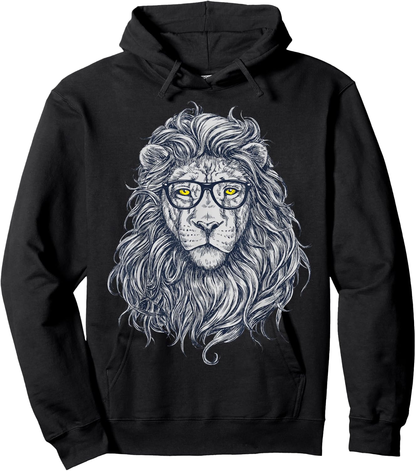 Cool Lion in Glasses Hipster Funny Nerd Humor Hoodie - Hoodie | Black