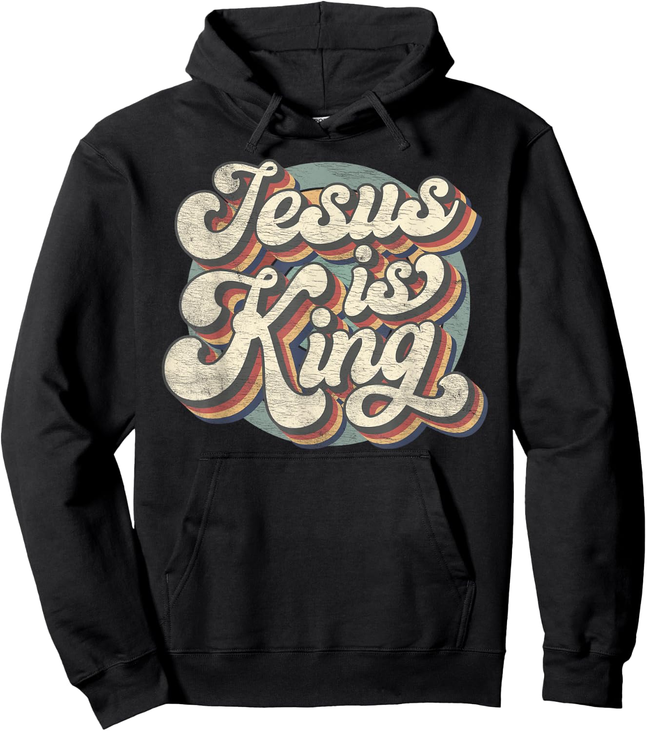 Retro Jesus Is King Christian Bible Religious Hoodie - Hoodie | Black