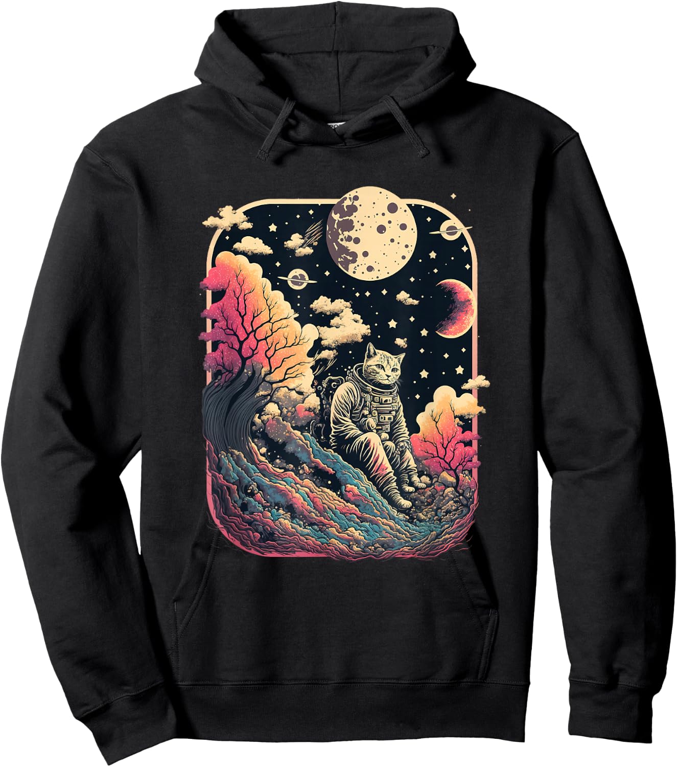 extraterrestrial astronaut cat in space science fiction Women Hoodie - Hoodie | Black
