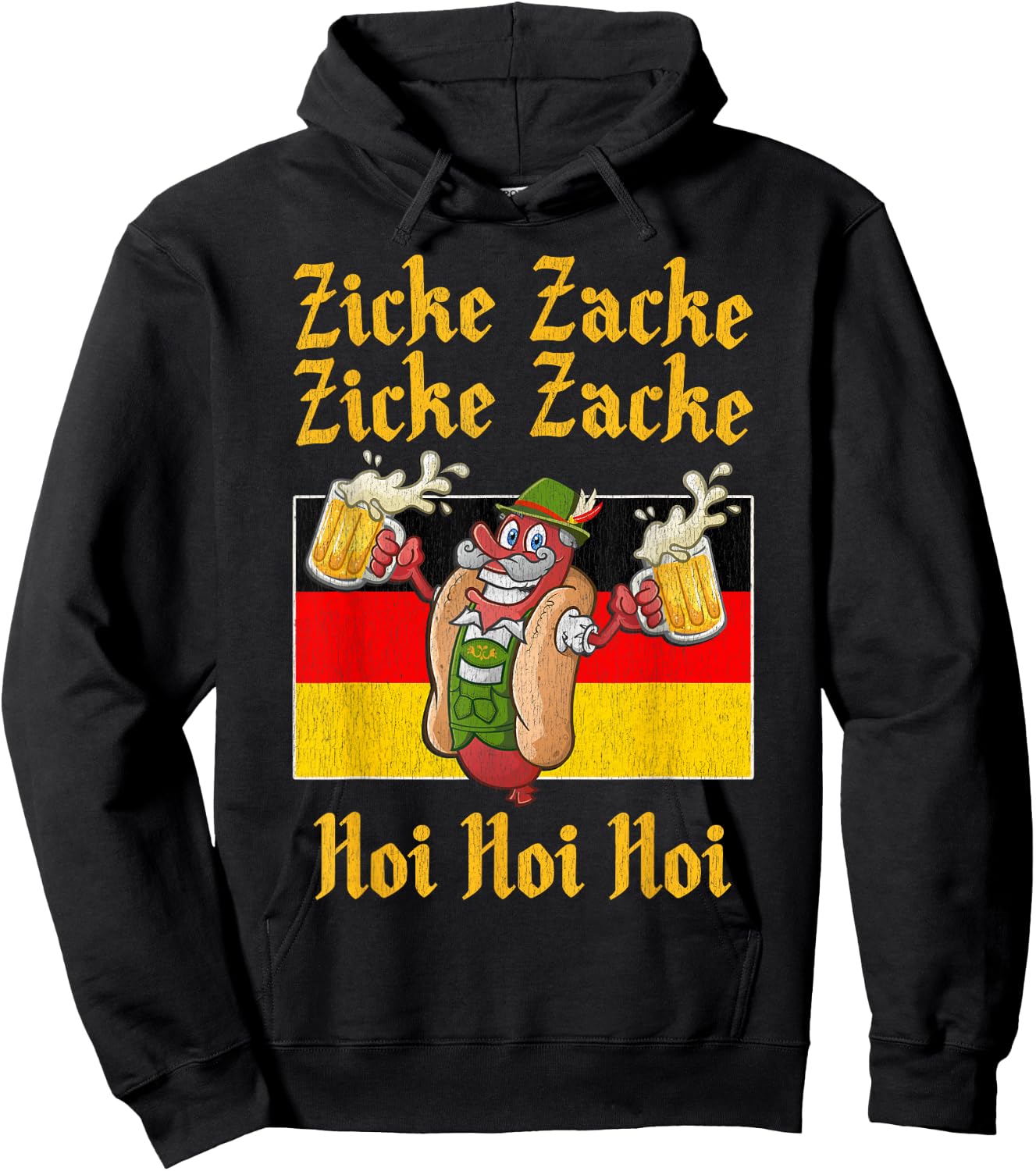 Zicke Zacke Hoi Hoi Hoi Funny Oktoberfest Sausage Hoodie - Hoodie | Black