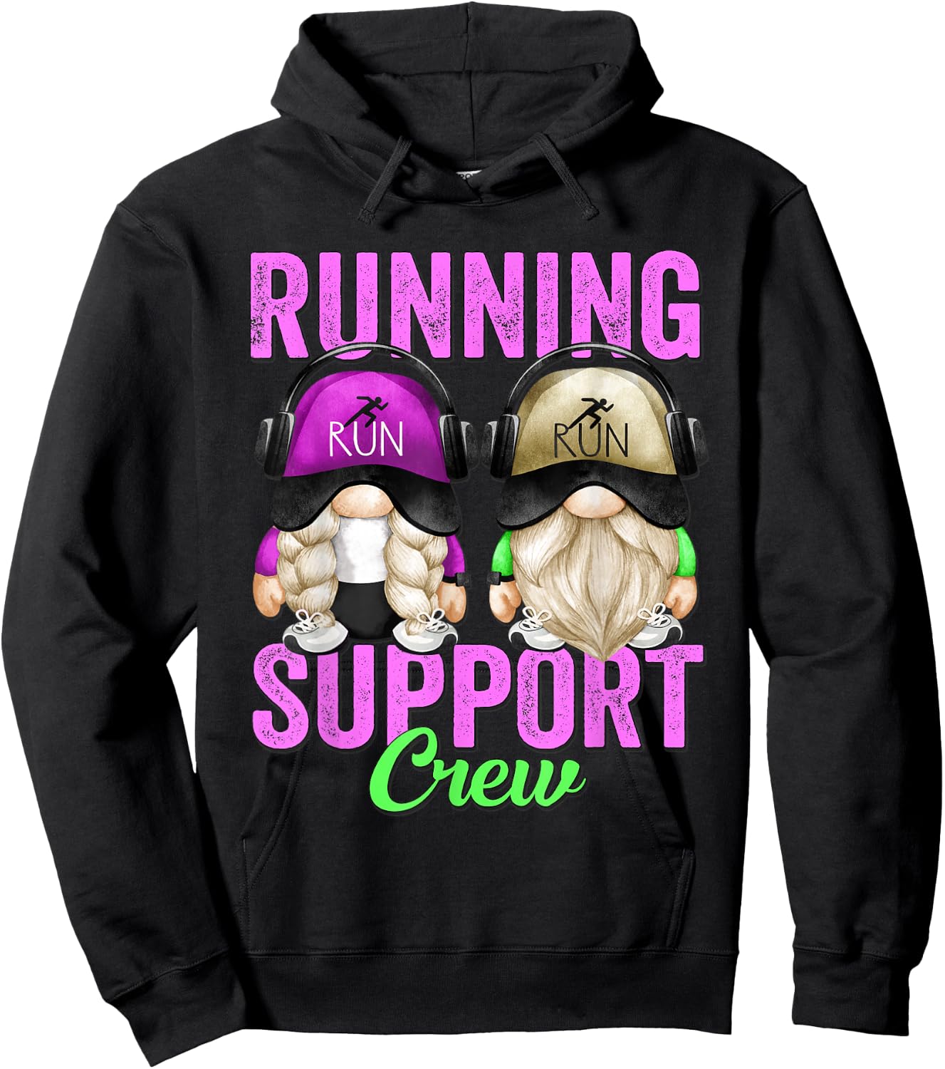 Funny Marathon Runner Gnome For Teacher Running Support Crew Hoodie - Hoodie | Black