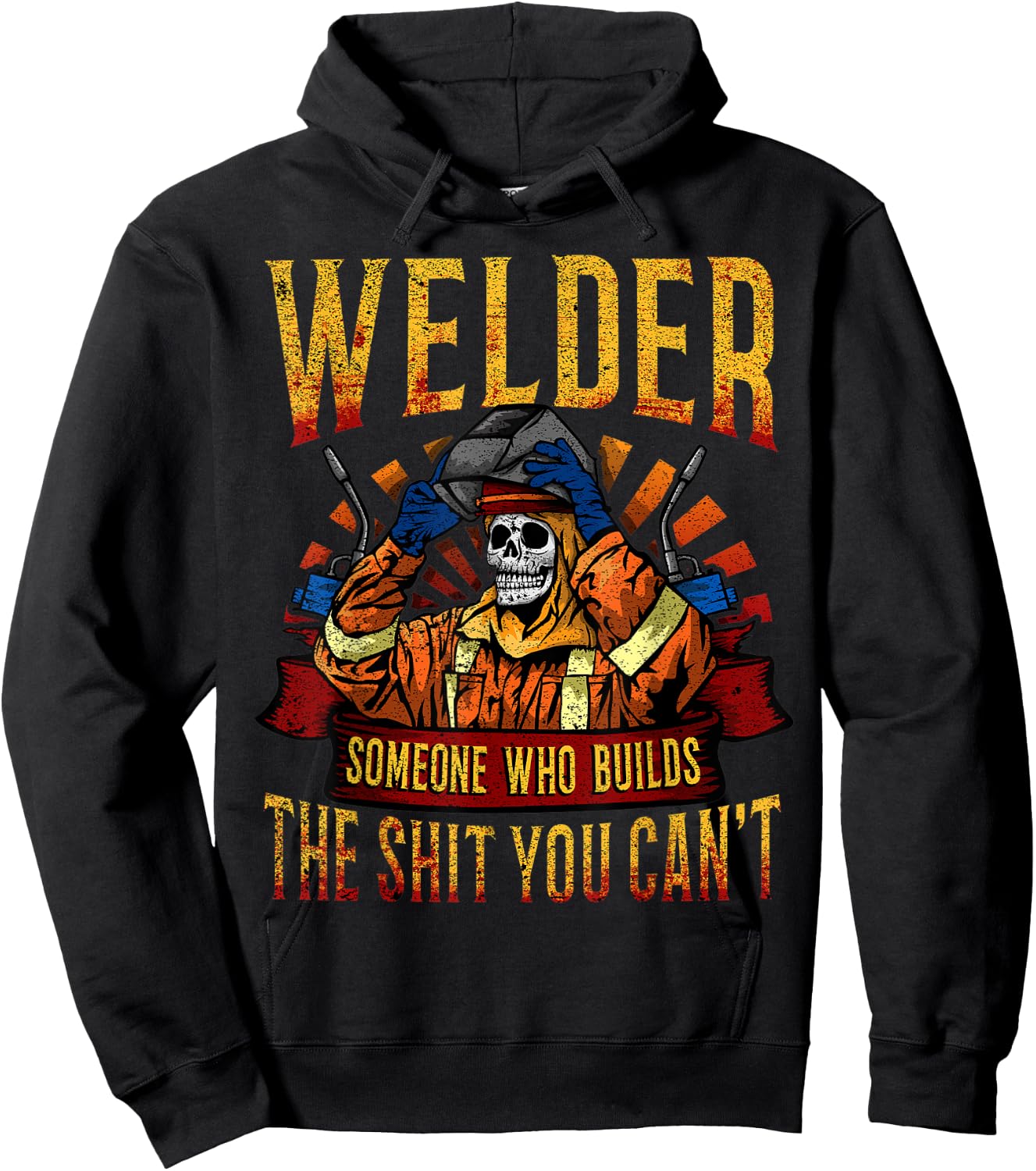 Fathers Day Welder mask Metal Hood Gloves Gas welding Gift Hoodie - Hoodie | Black