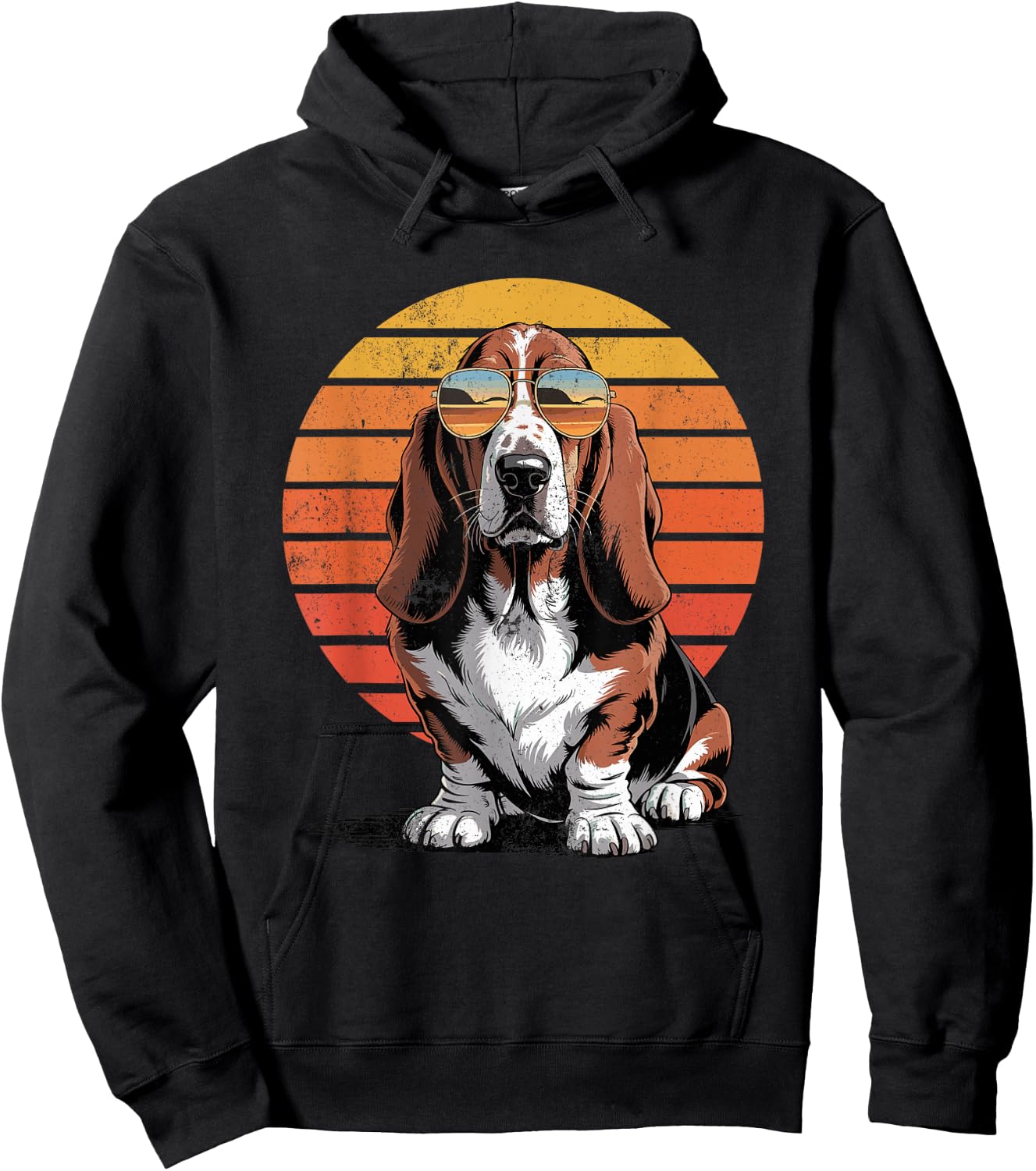 Cool Retro Basset Hound Dog Mom Dad Vintage Pet Lovers Hoodie - Hoodie | Black