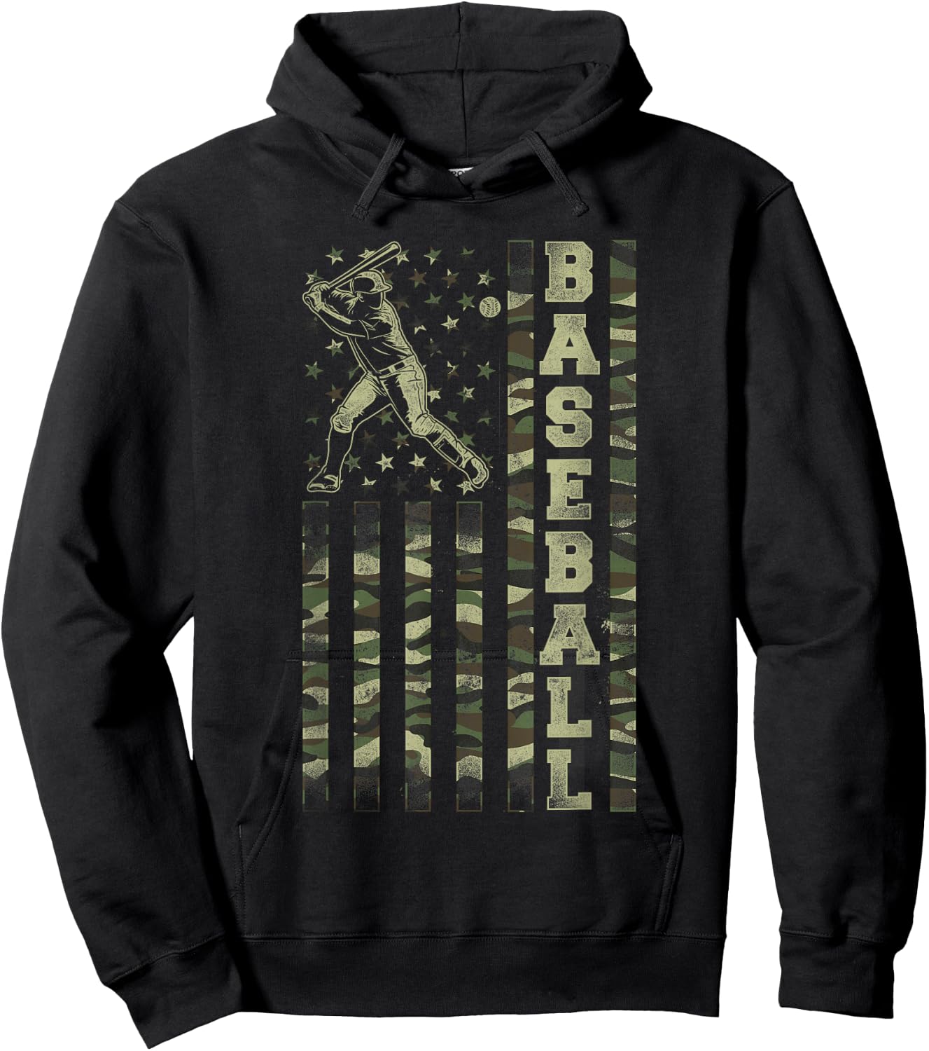 Baseball Fan Usa American Flag Camo Camouflage Hoodie - Hoodie | Black